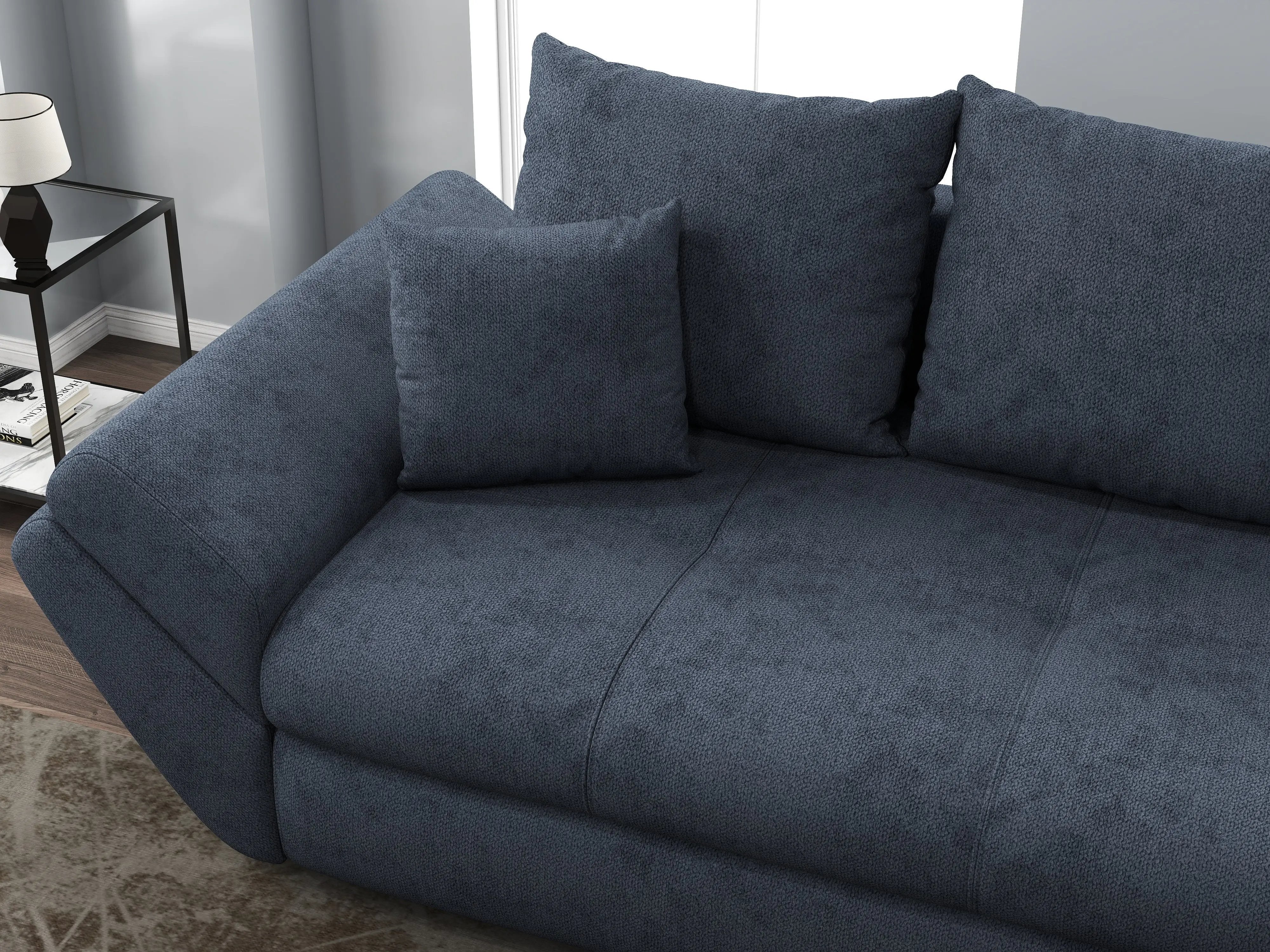 Canapea extensibilă dumonde cu ladă de depozitare si sezut confortabil din spuma HR, Loana Enjoy Antracit 250x100 cm Fabrica