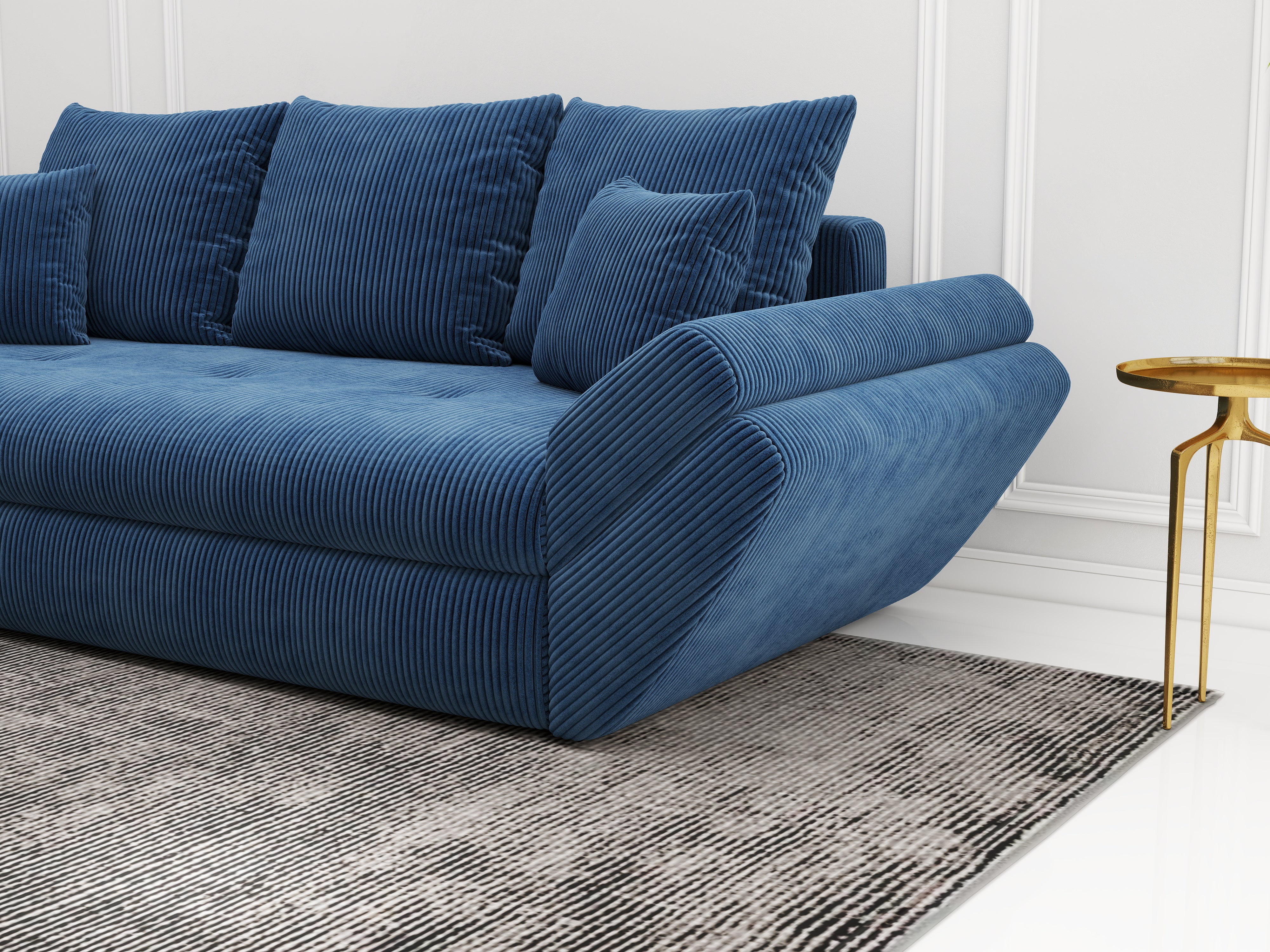 Canapea extensibilă dumonde cu ladă de depozitare si sezut confortabil din spuma HR, Loana Zoom Blue 250x100 cm Fabrica