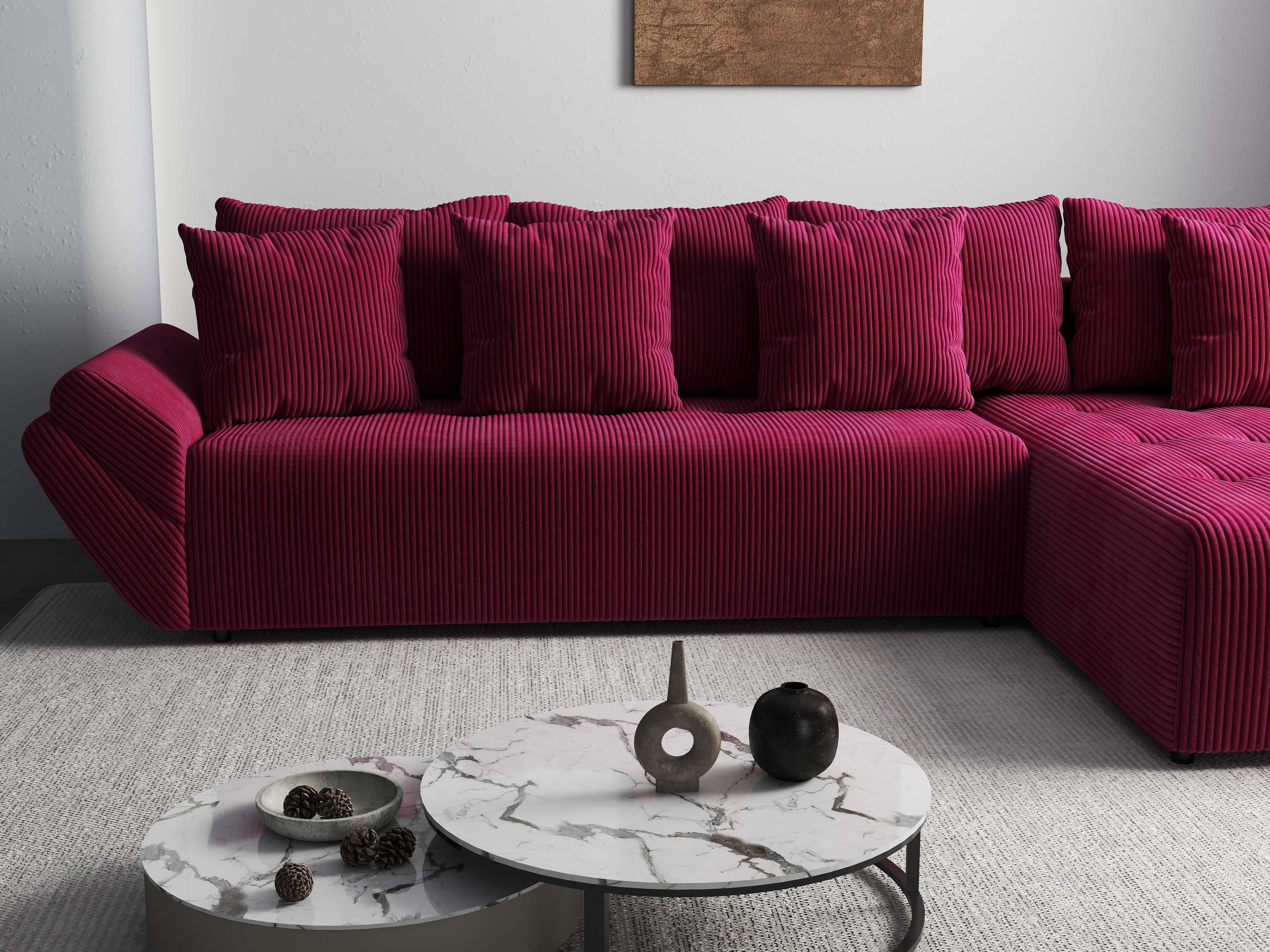 Colțar extensibil dumonde cu ladă de depozitare si sezut confortabil din spuma HR, Berlin XL Zoom Red 350x185 cm II Fabrica