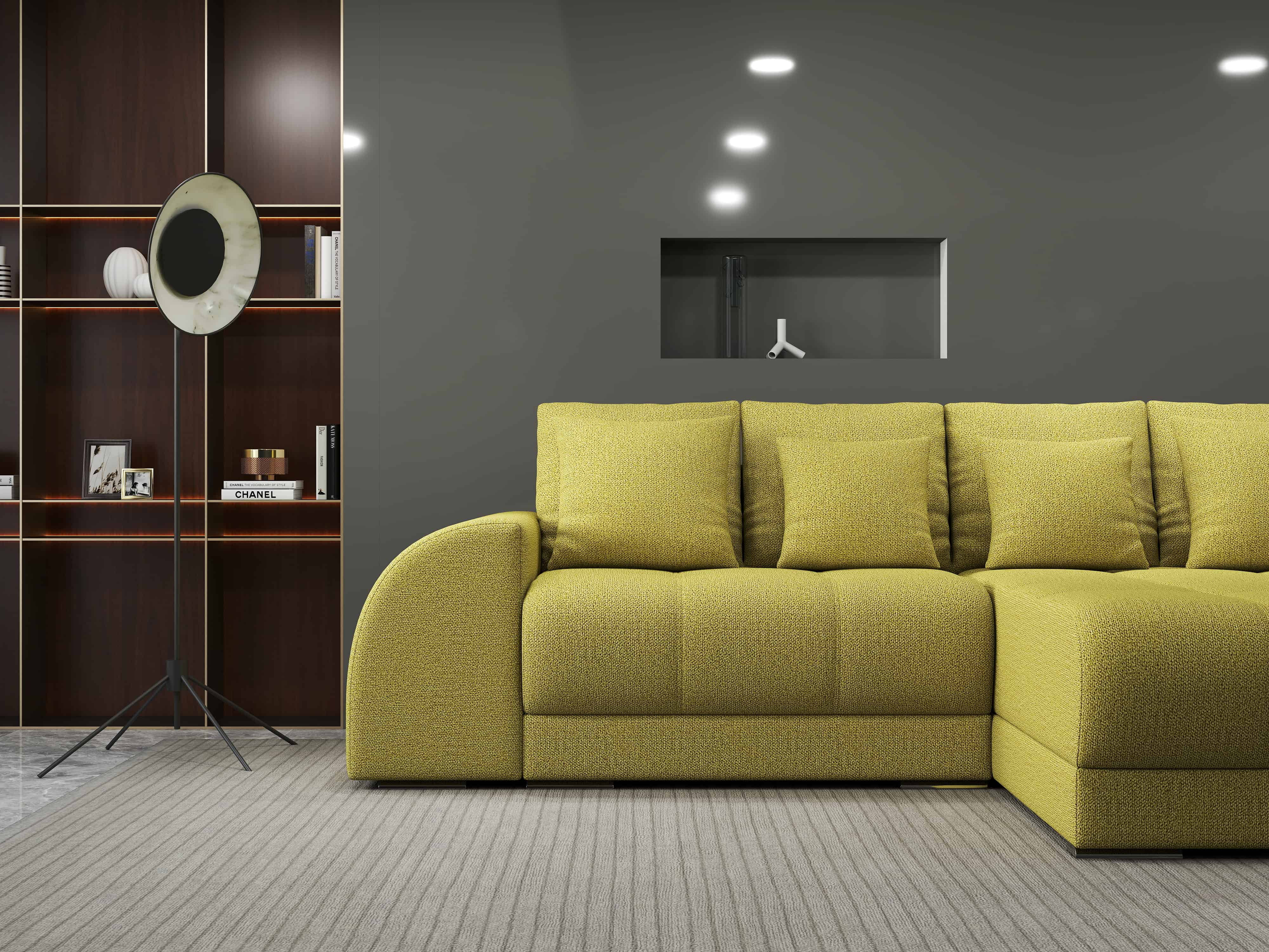 Colțar extensibil dumonde cu ladă de depozitare si sezut confortabil din spuma HR, Verona Enjoy Verde II 290x185 cm Fabrica