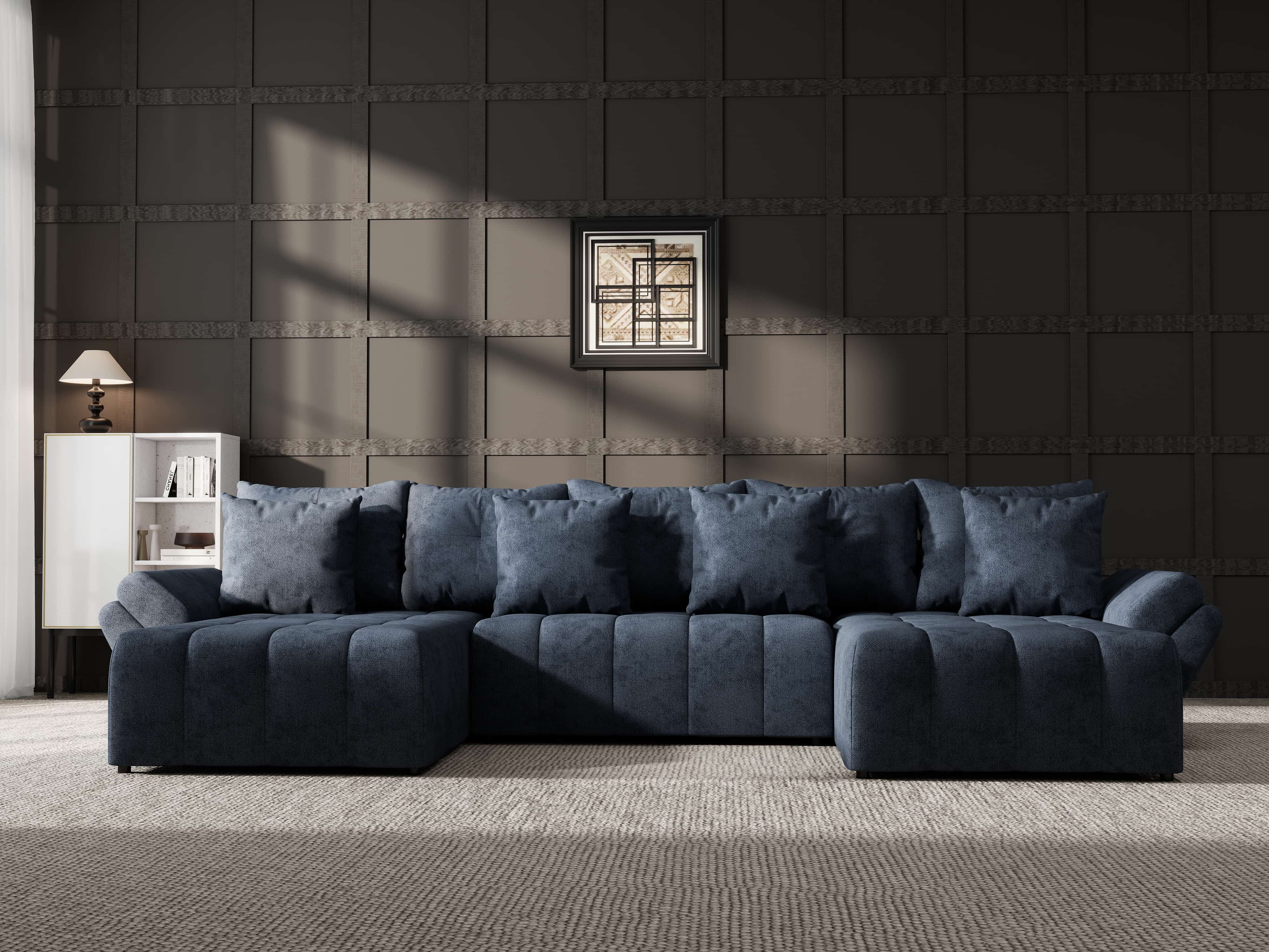 Colțar extensibil dumonde cu ladă de depozitare si sezut confortabil din spuma HR, Berlin U Enjoy Antracit 380x180 cm Fabrica