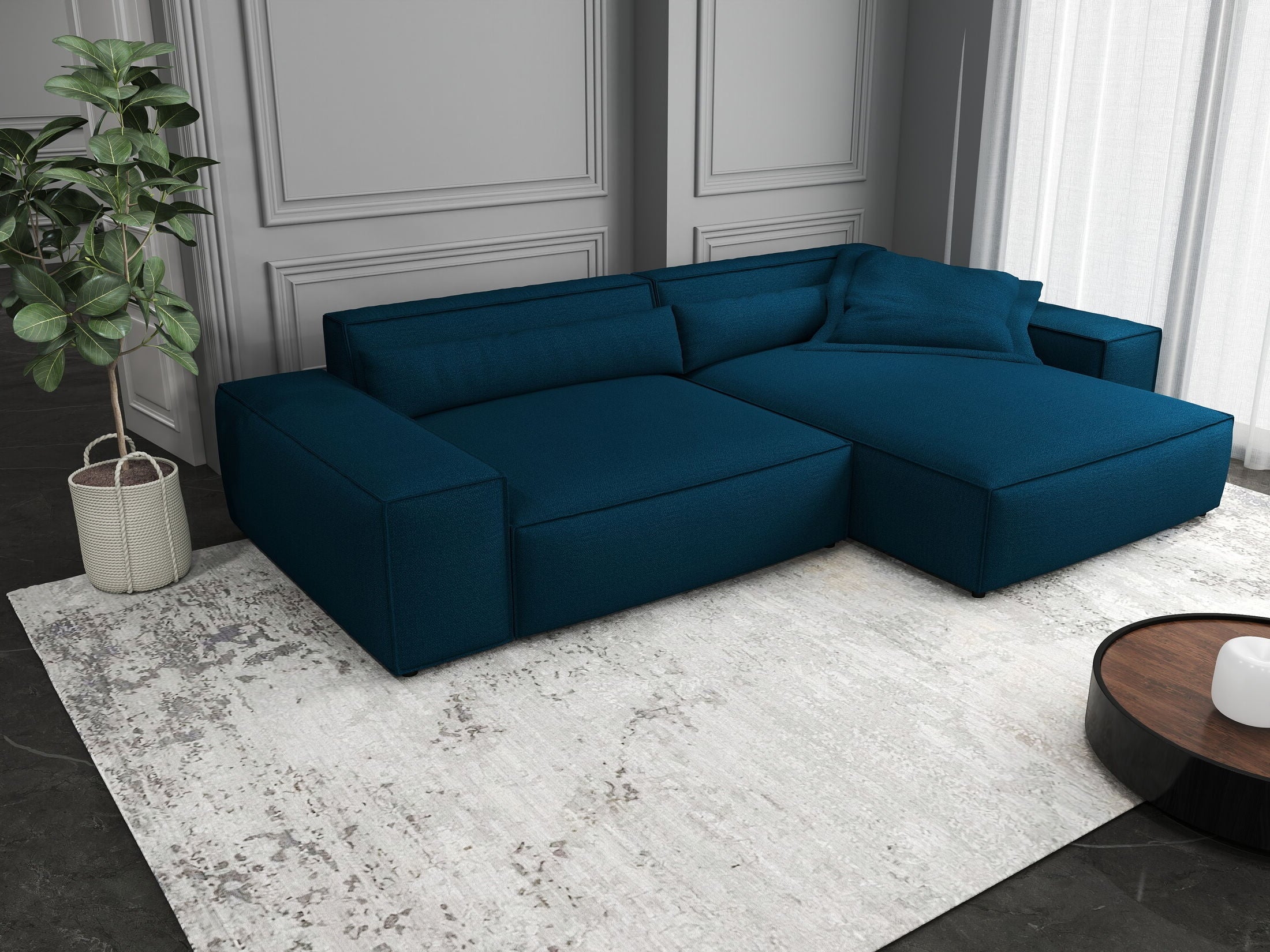 Colțar dumonde cu șezut confortabil din spumă HR, Marvelo Enjoy Verde Petrol 264x175 cm II