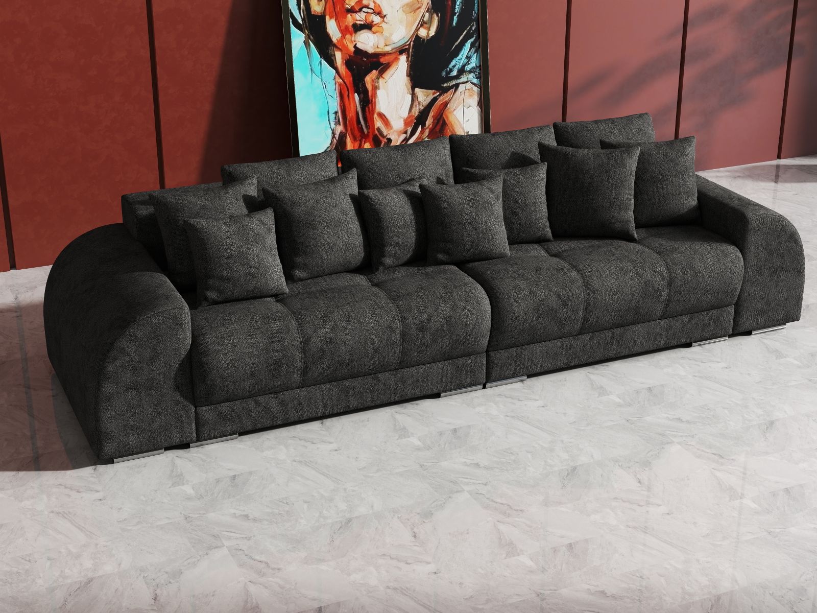 Canapea extensibilă dumonde cu 2 lăzi de depozitare si sezut confortabil din spuma HR, Verona Enjoy Kaki 310x100 cm Fabrica