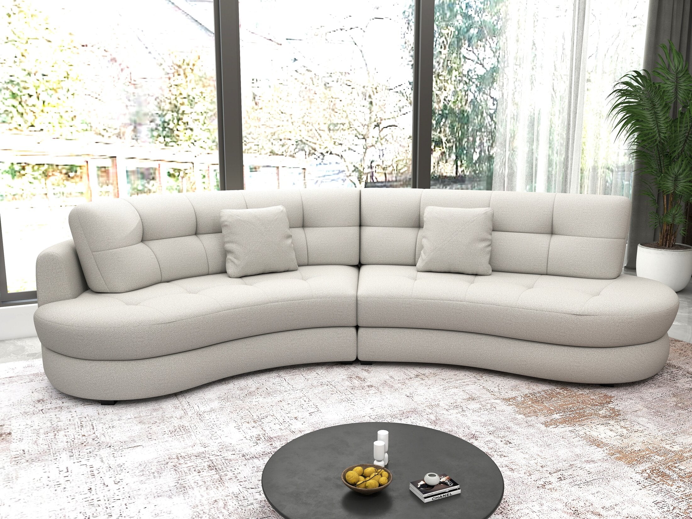 Canapea semirotunda dumonde cu șezut confortabil din spumă HR, Roma Enjoy Bej 300x160 cm