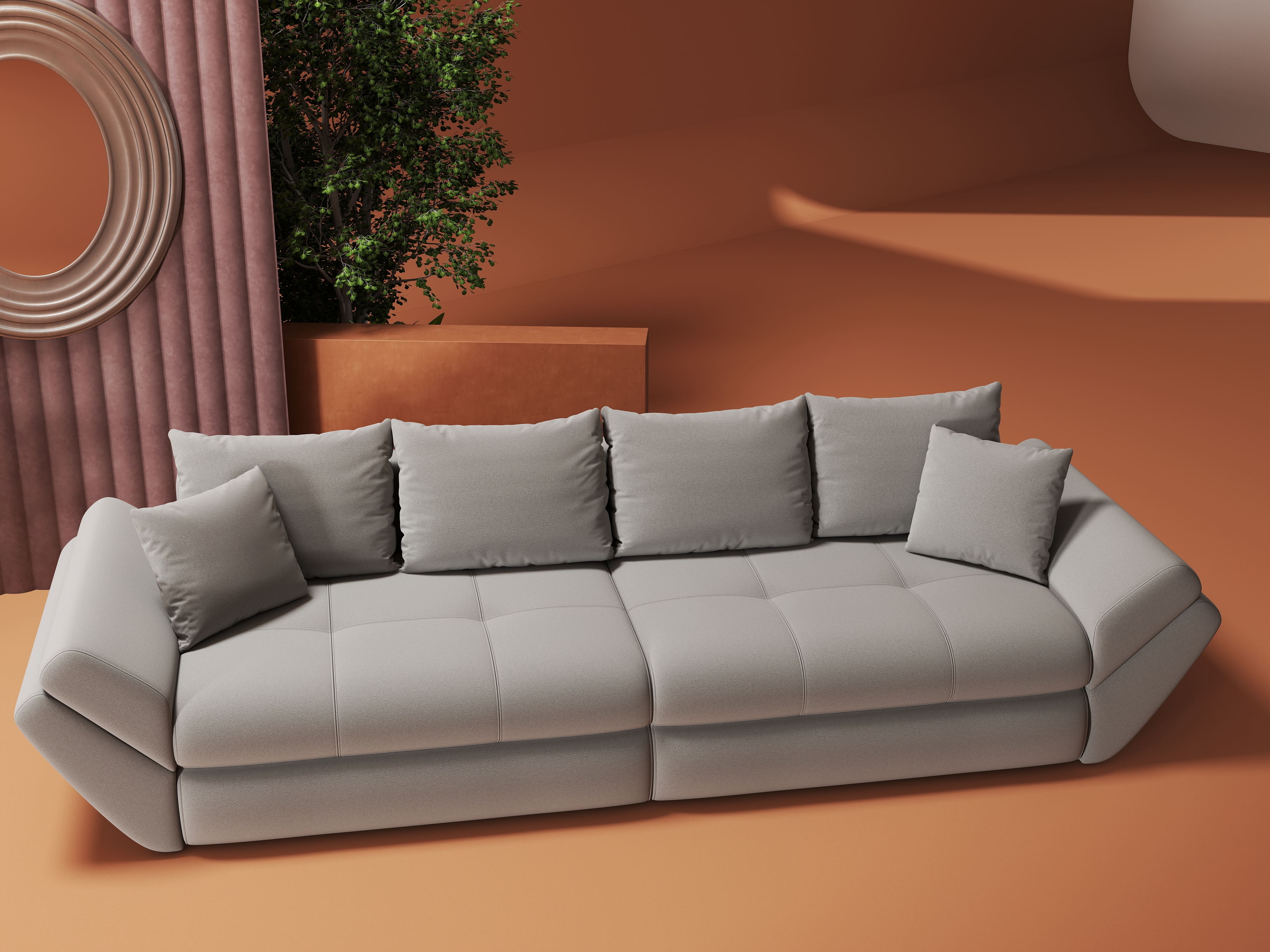 Canapea extensibilă dumonde cu ladă de depozitare si sezut confortabil din spuma HR, Loana Royal Gri 300x100 cm Fabrica