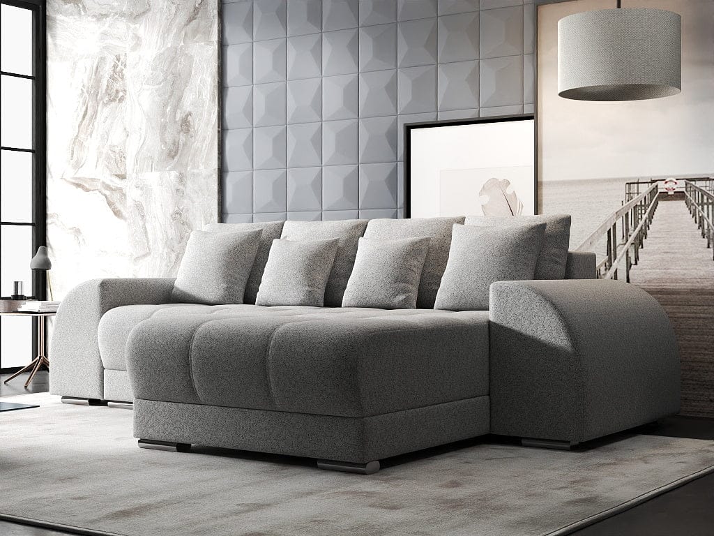 Colțar extensibil dumonde cu ladă de depozitare si sezut confortabil din spuma HR, Verona Euphoria Dove II 290x185 cm Fabrica