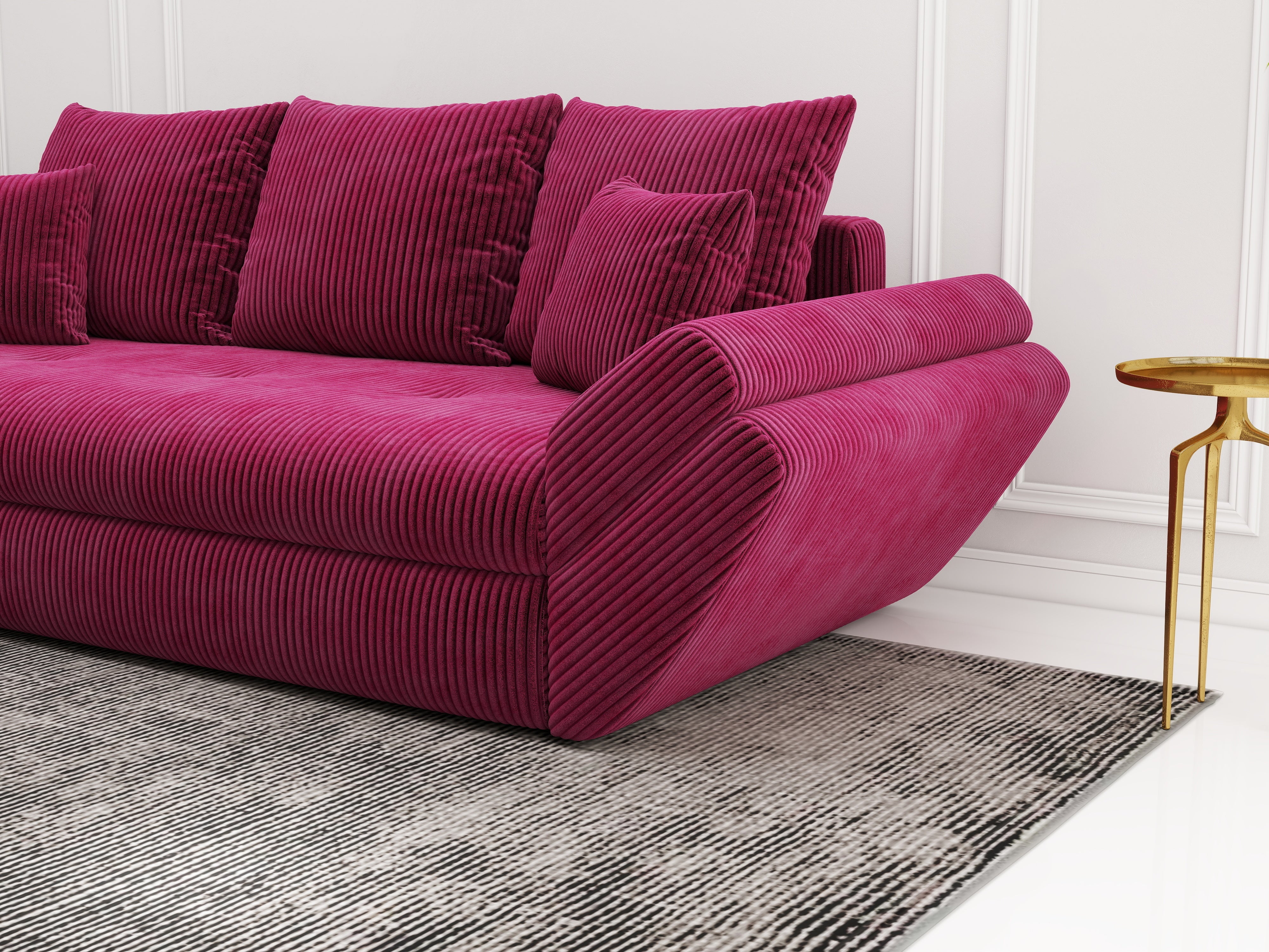 Canapea extensibilă dumonde cu ladă de depozitare si sezut confortabil din spuma HR, Loana Zoom Rosu 250x100 cm Fabrica