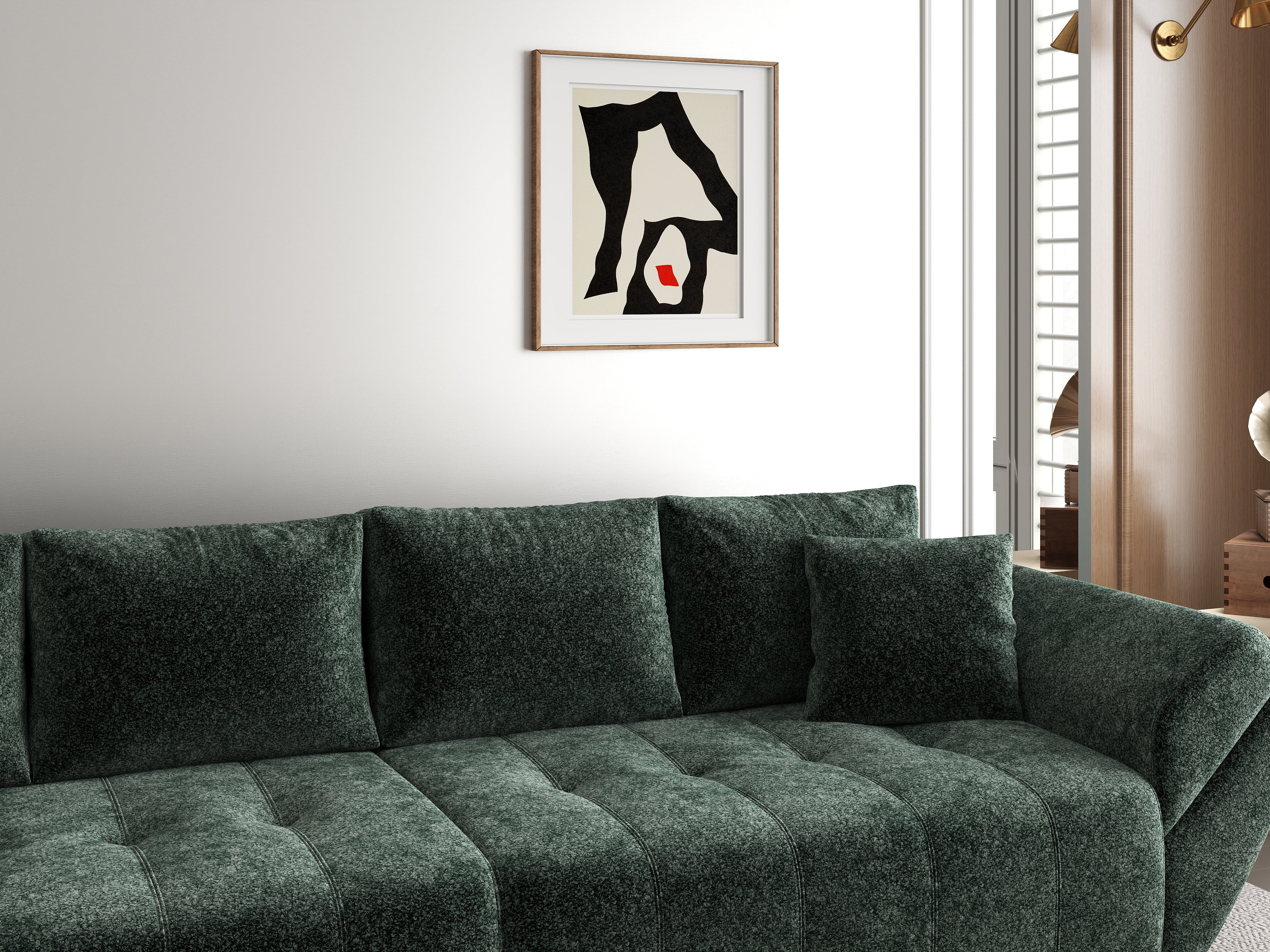 Canapea extensibilă dumonde cu ladă de depozitare si sezut confortabil din spuma HR, Berlin Euphoria Green 300x100 cm Fabrica