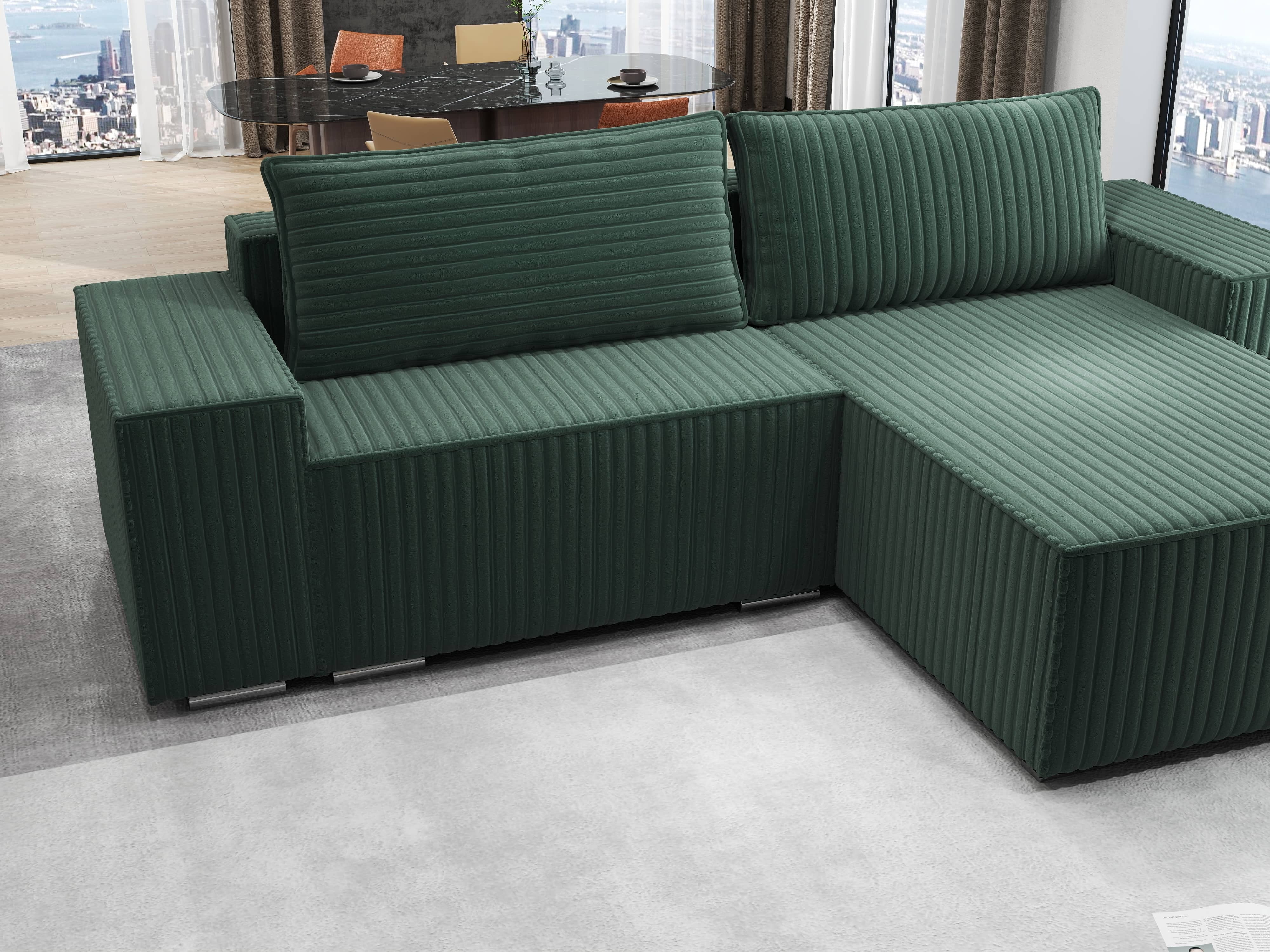 Colțar extensibil dumonde cu ladă de depozitare si sezut confortabil din spuma HR, Dream Ambience Verde 290x185 cm II Fabrica