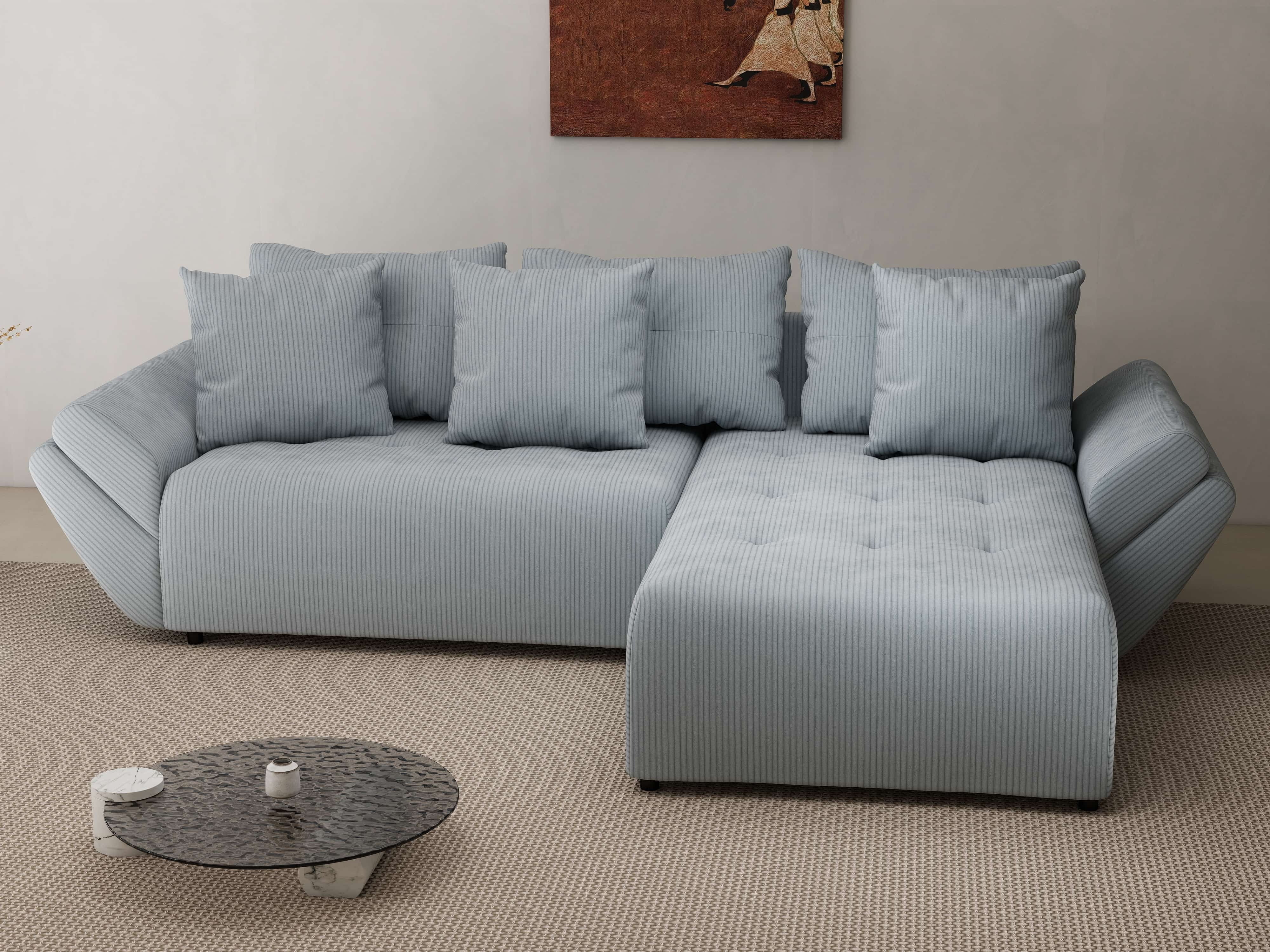 Colțar extensibil dumonde cu ladă de depozitare si sezut confortabil din spuma HR, Berlin Zoom Grey 280x185 cm II Fabrica