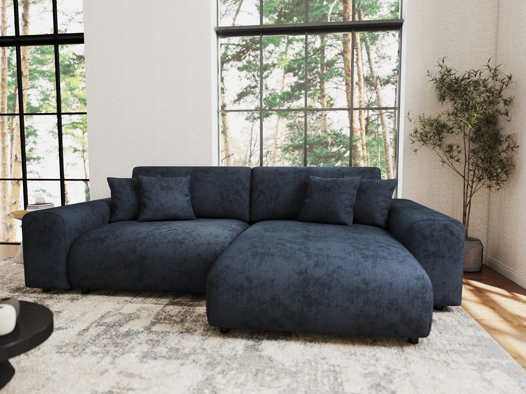 Colțar extensibil dumonde cu ladă de depozitare si sezut confortabil din spuma HR, Sarina Enjoy Antracit 255x168 cm II