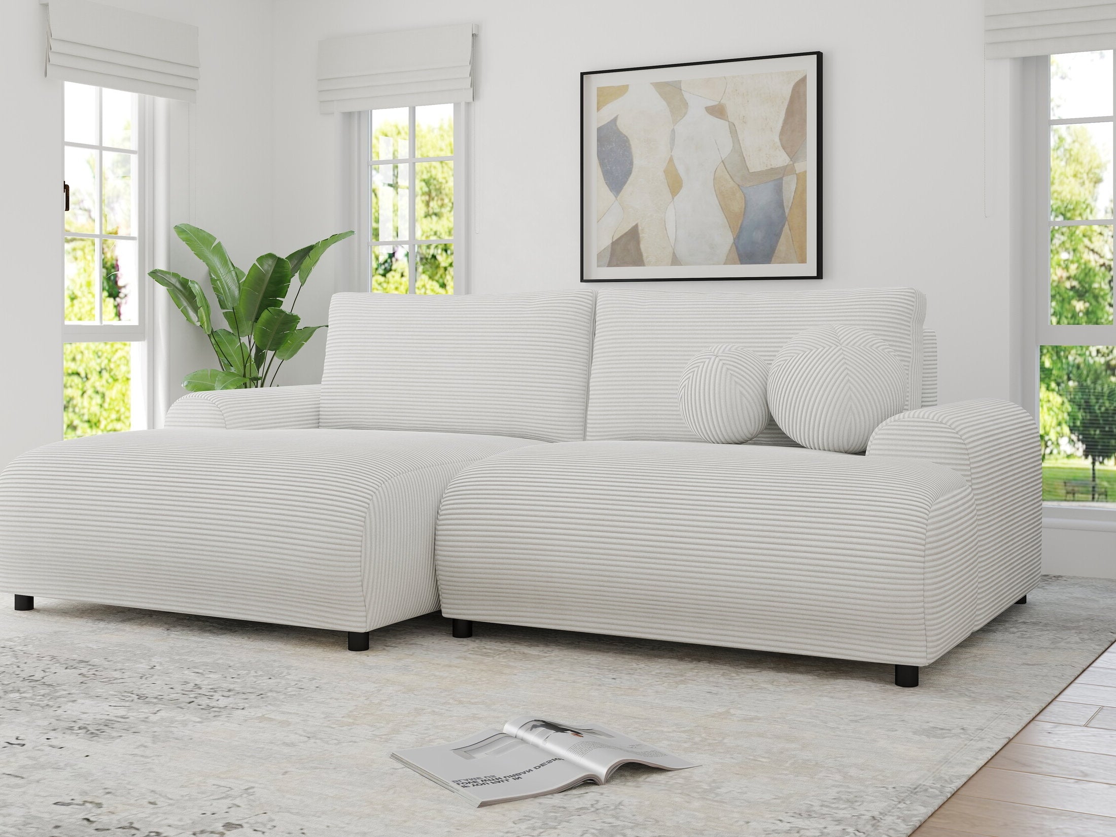 Colțar extensibil dumonde cu ladă de depozitare și șezut confortabil din spumă HR, Carlo Zoom Gri 240x145 cm