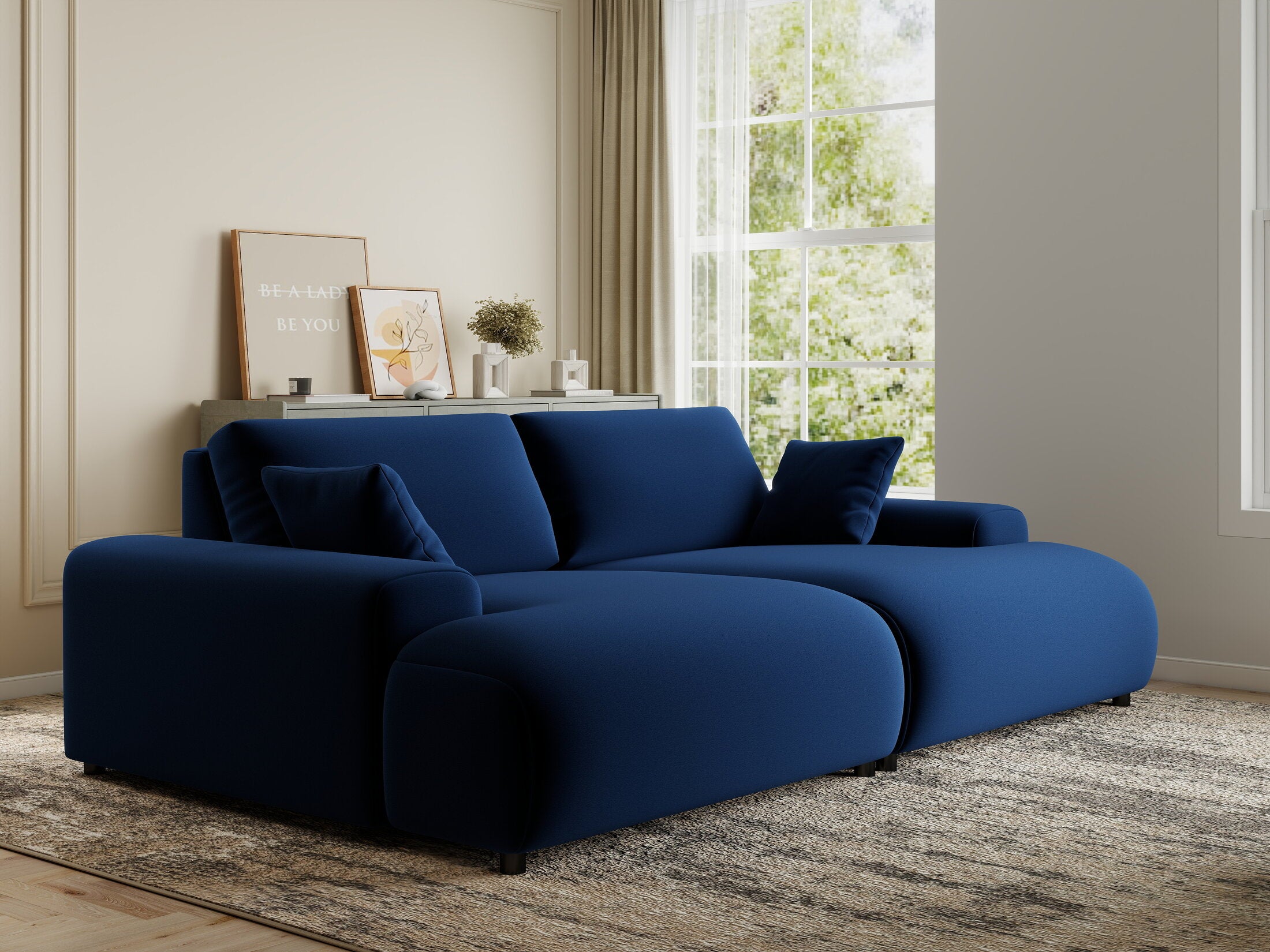 Canapea dumonde cu sezut confortabil din spuma HR, Hudson Royal Albastru Navy 237x144 cm