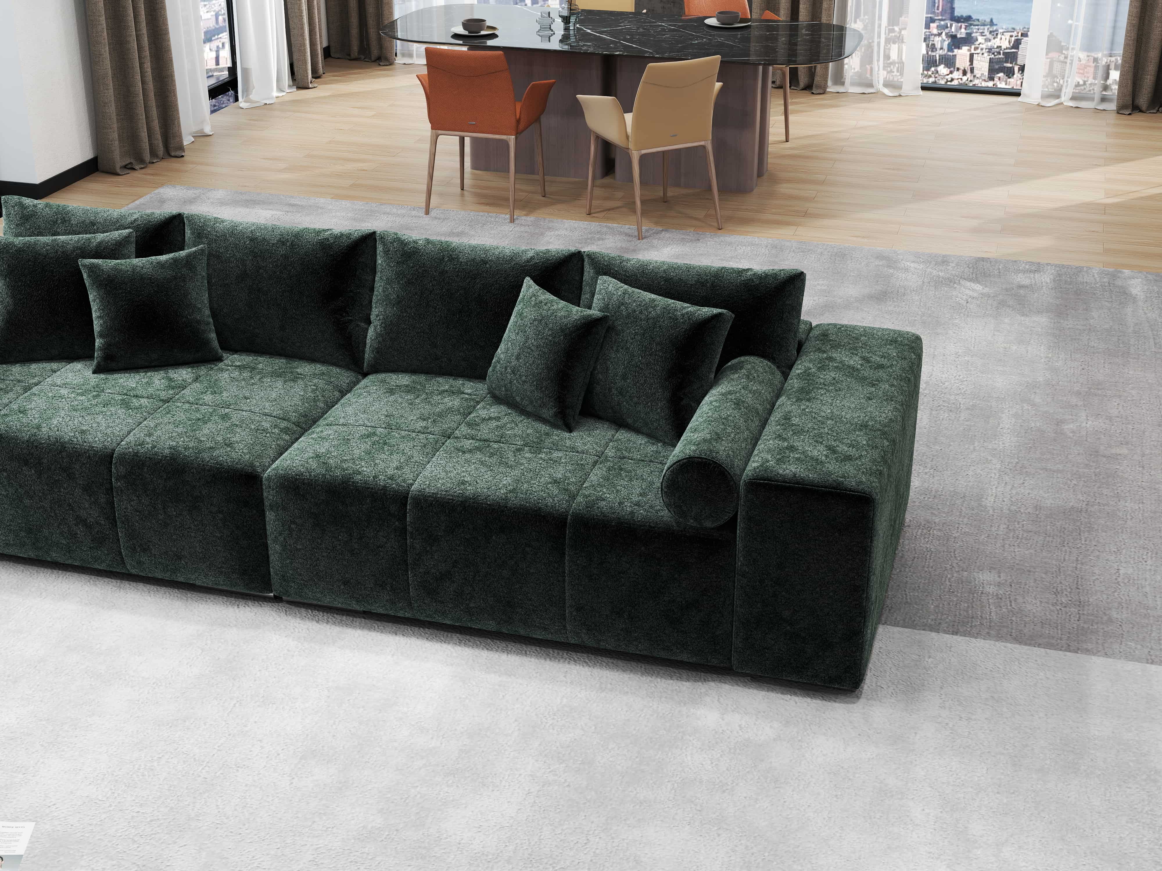 Canapea extensibilă dumonde cu ladă de depozitare si sezut confortabil din spuma HR, Marbela Euphoria Green XXL 295x100 cm fabrica