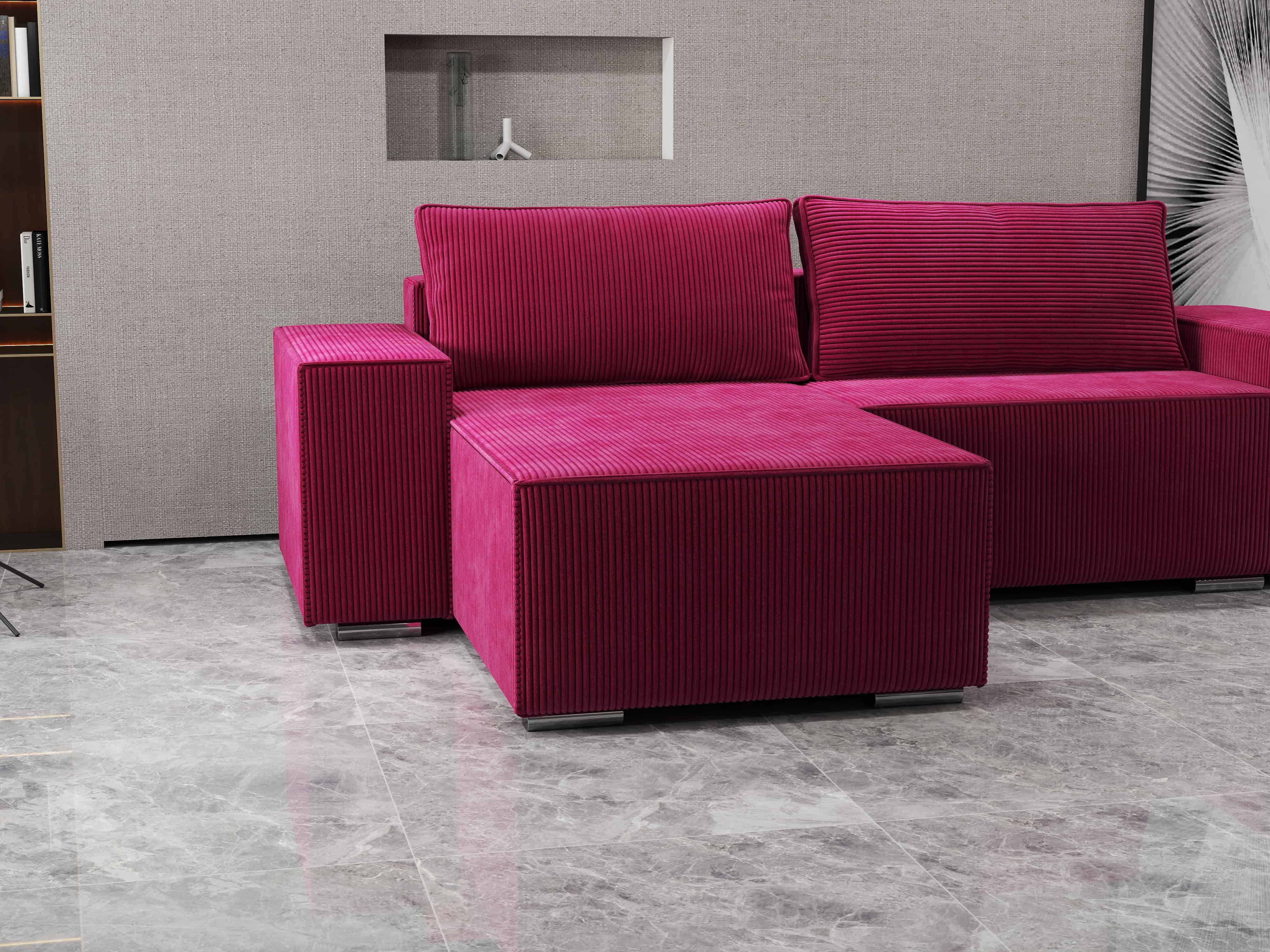 Colțar extensibil dumonde cu ladă de depozitare si sezut confortabil din spuma HR, Dream Zoom Rosu 290x185 cm Fabrica