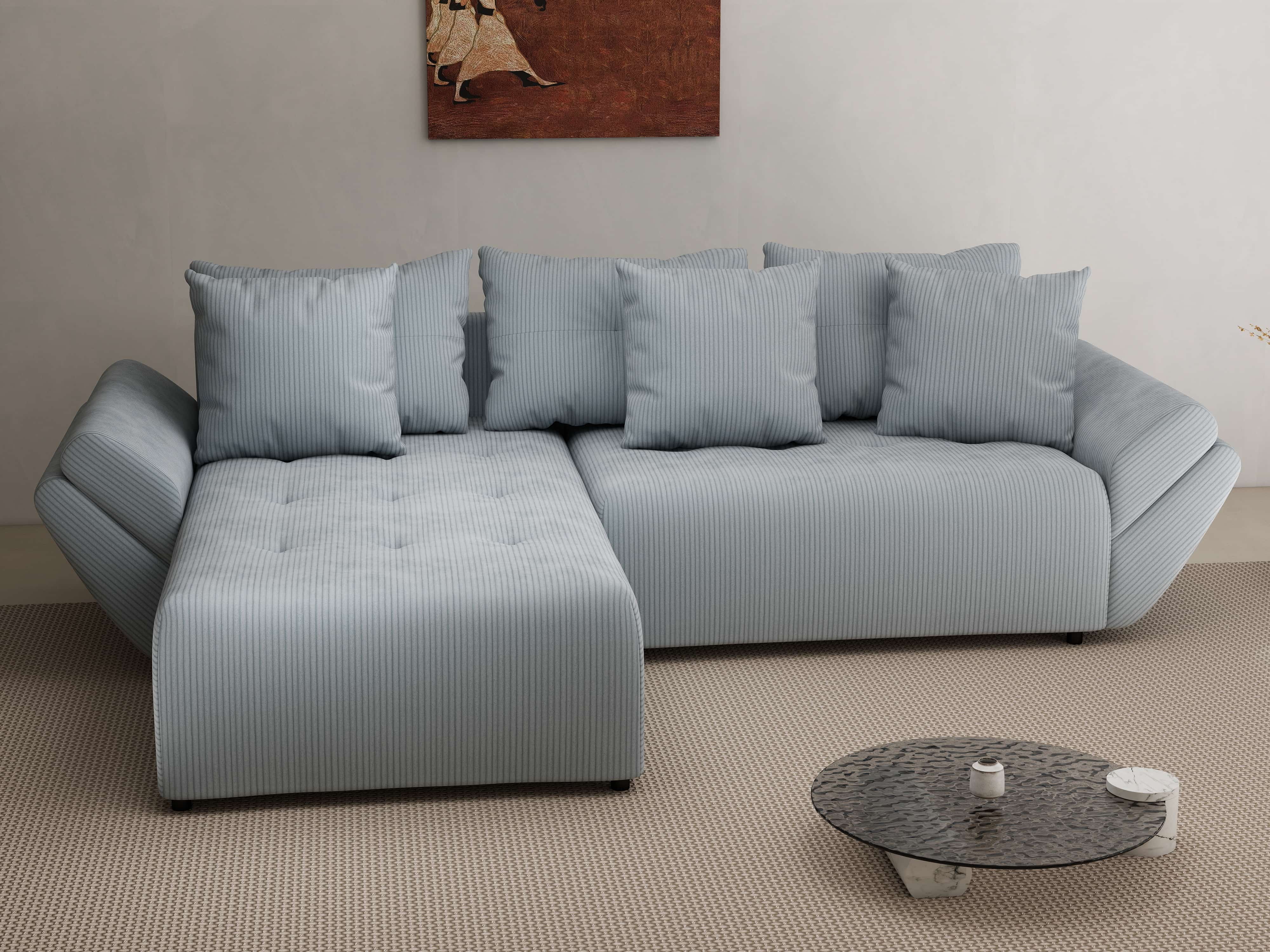 Colțar extensibil dumonde cu ladă de depozitare si sezut confortabil din spuma HR, Berlin Zoom Grey 280x185 cm Fabrica