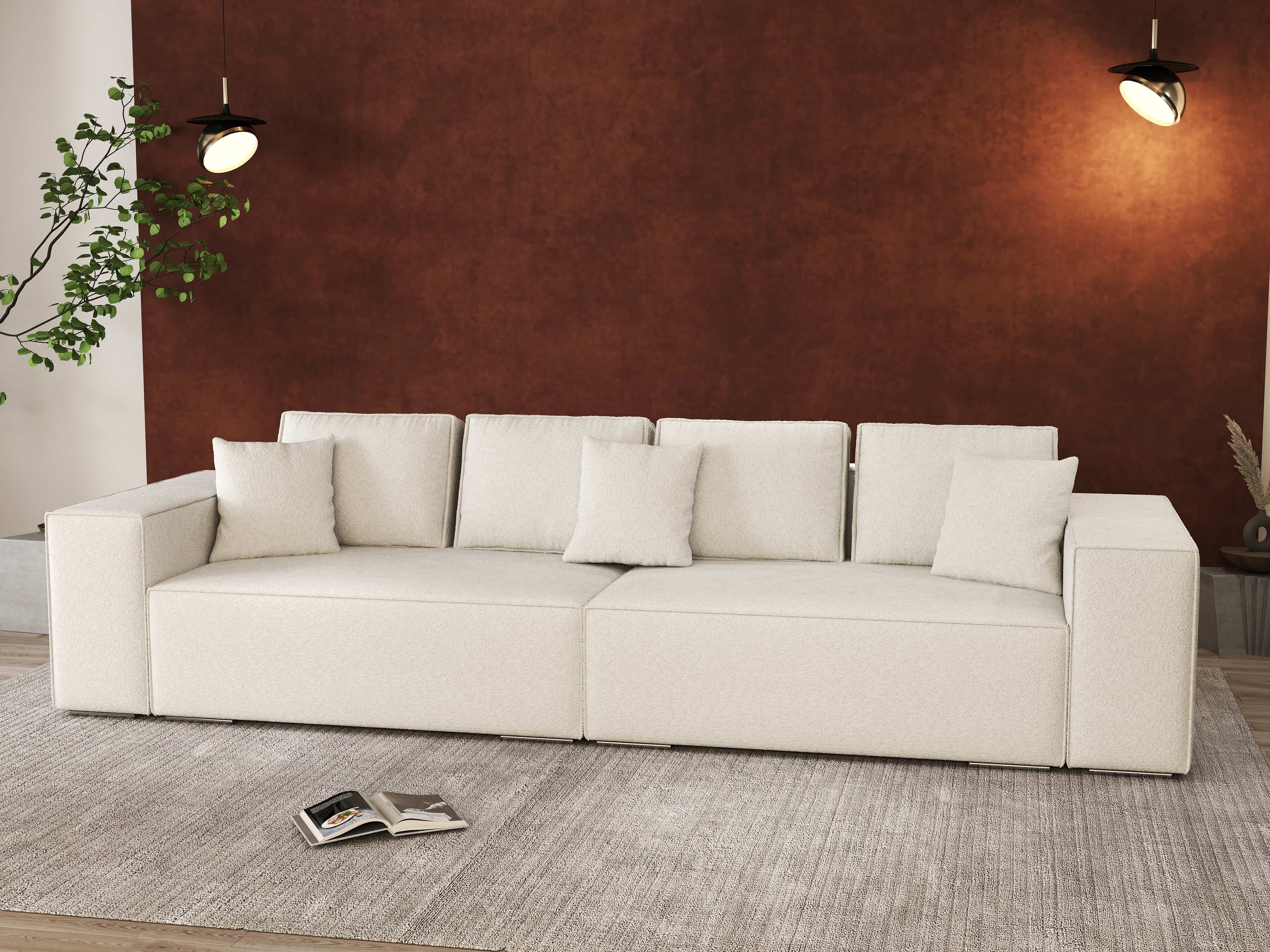 Canapea extensibilă dumonde cu ladă de depozitare si sezut confortabil din spuma HR, Dream Euphoria Alb 310x100 cm Fabrica