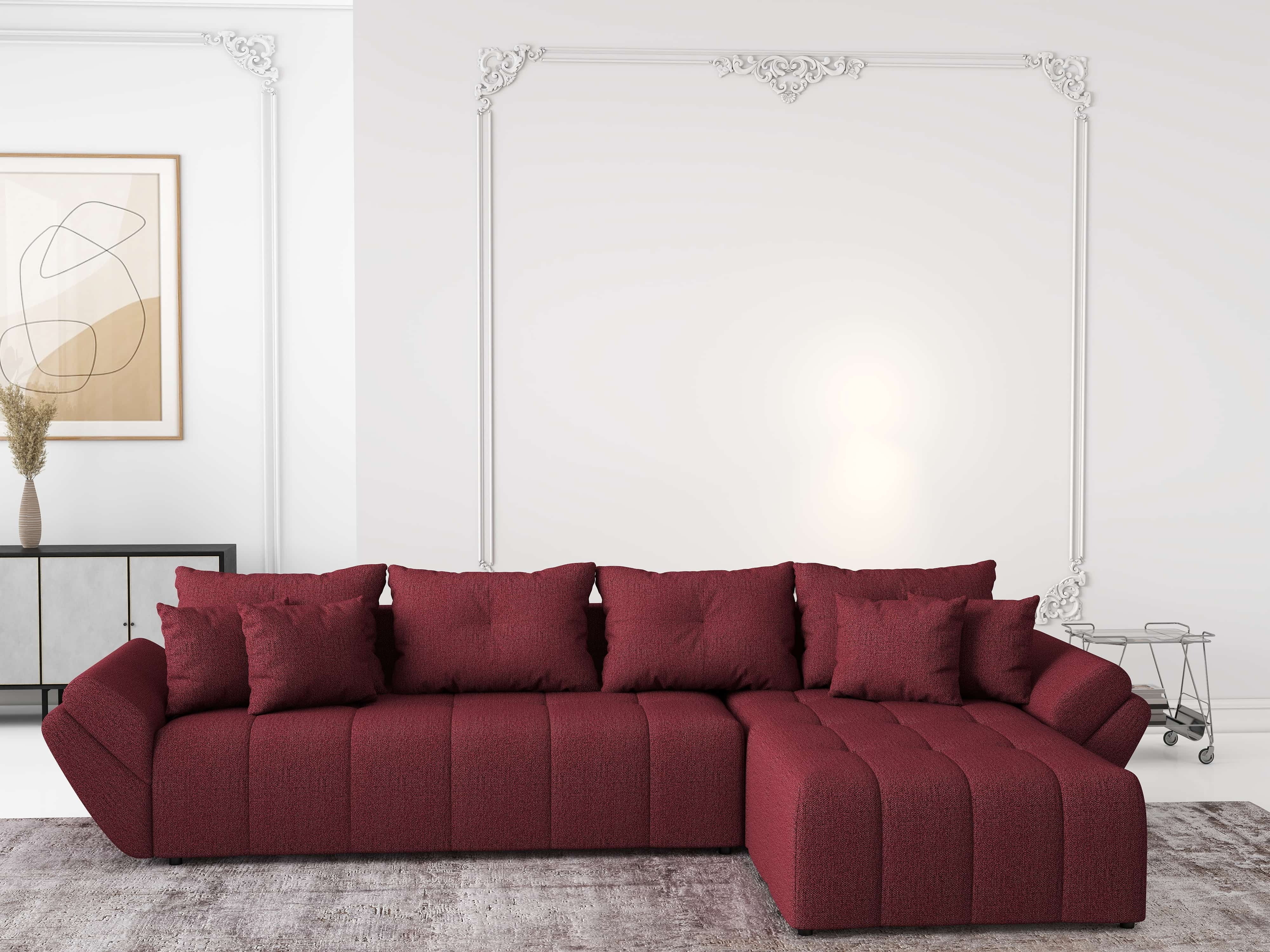 Colțar extensibil dumonde cu ladă de depozitare si sezut confortabil din spuma HR, Berlin XL Enjoy Red 350x185 cm II Fabrica