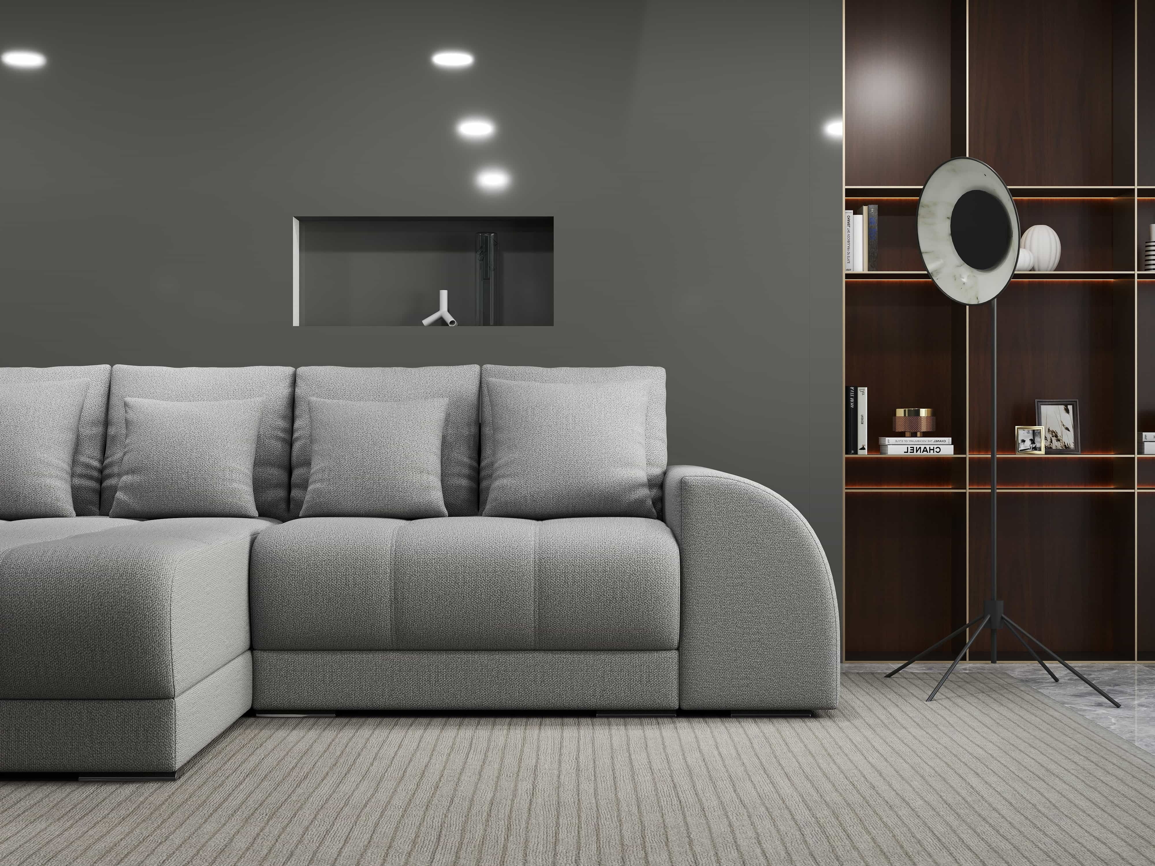 Colțar extensibil dumonde cu ladă de depozitare si sezut confortabil din spuma HR, Verona Enjoy Gri 290x185 cm Fabrica