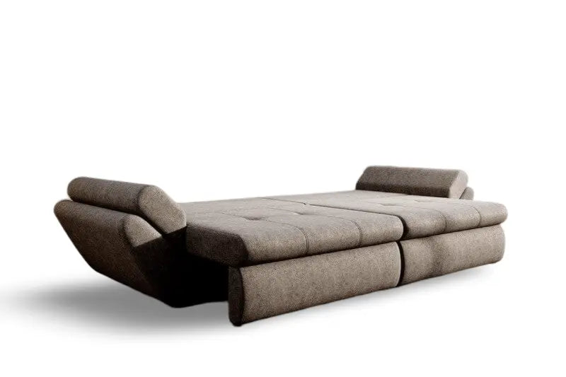 Canapea extensibilă dumonde cu ladă de depozitare si sezut confortabil din spuma HR, Loana Enjoy Kaki 300x100 cm