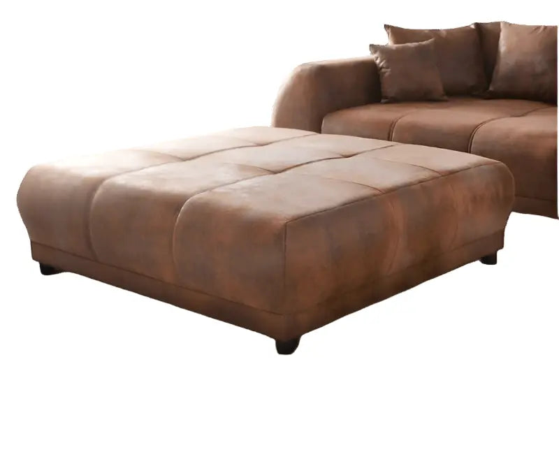 Canapea extensibilă dumonde cu 2 lăzi de depozitare si sezut confortabil din spuma HR, Verona Madagaskar Brown 310x100 cm cu taburet inclus