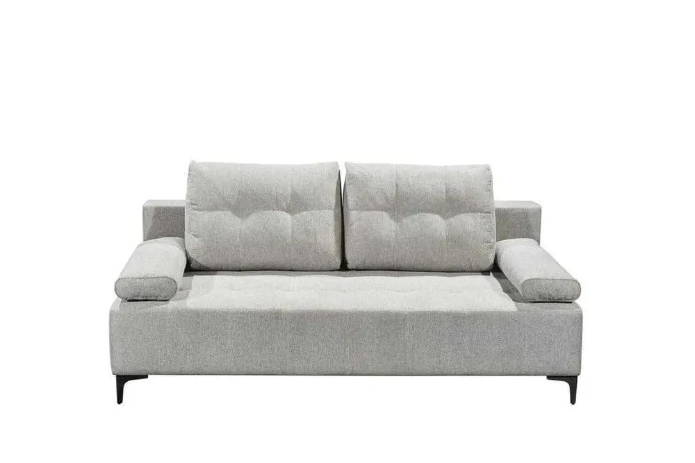 Canapea extensibilă cu ladă de depozitare si sezut confortabil din spuma HR, Candy Silver, 200x100 cm