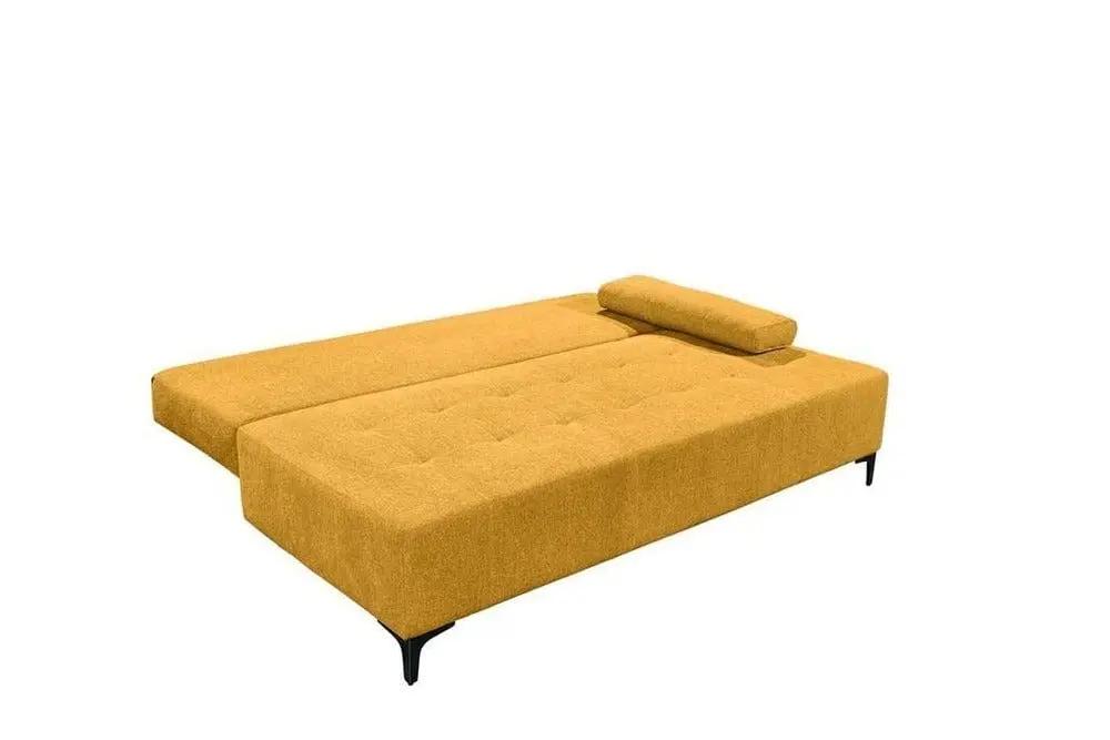 Canapea extensibilă cu ladă de depozitare si sezut confortabil din spuma HR, Candy Yellow, 200x100 cm