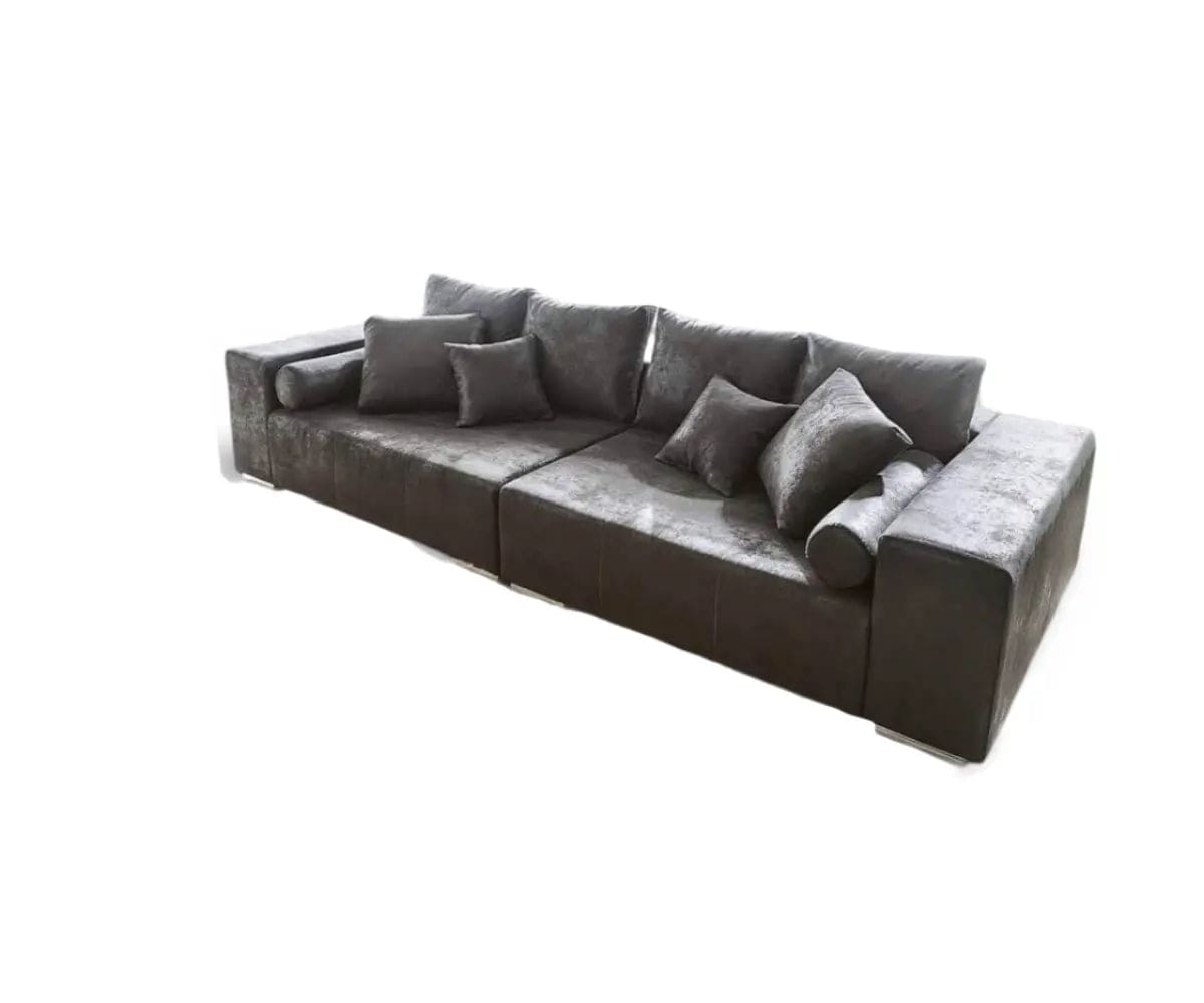 Canapea extensibilă dumonde cu ladă de depozitare si sezut confortabil din spuma HR, Marbela Madagaskar Grey XXL 295x100 cm