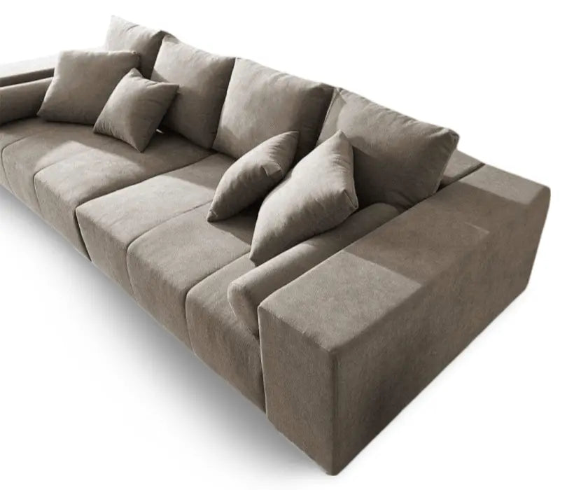 Canapea extensibilă dumonde cu ladă de depozitare si sezut confortabil din spuma HR, Marbela Enjoy Camel XXL 295x100 cm