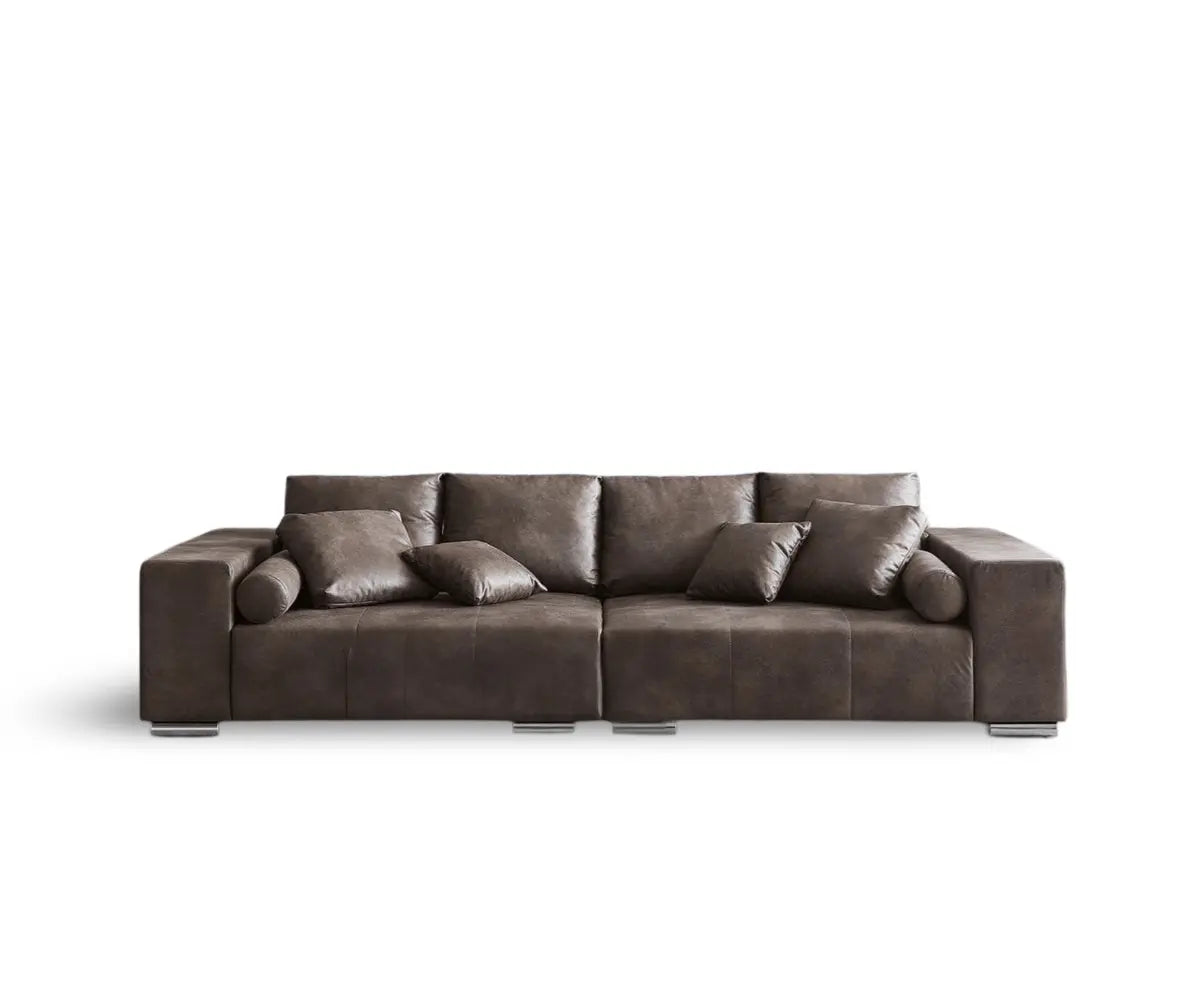Canapea extensibilă dumonde cu ladă de depozitare si sezut confortabil din spuma HR, Marbela Tobago Brown XXL 295x100 cm