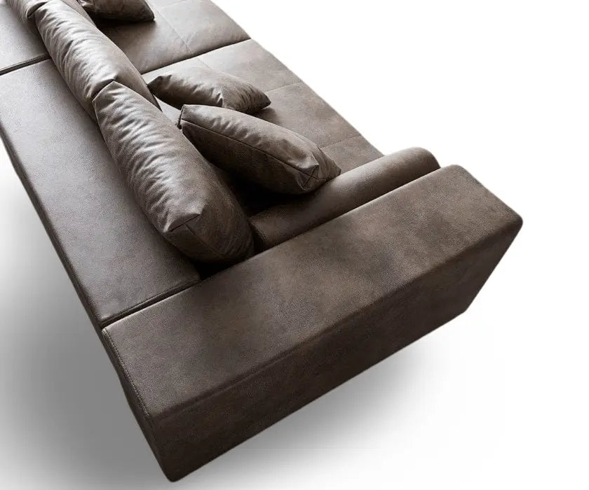 Canapea extensibilă dumonde cu ladă de depozitare si sezut confortabil din spuma HR, Marbela Tobago Brown XXL 295x100 cm