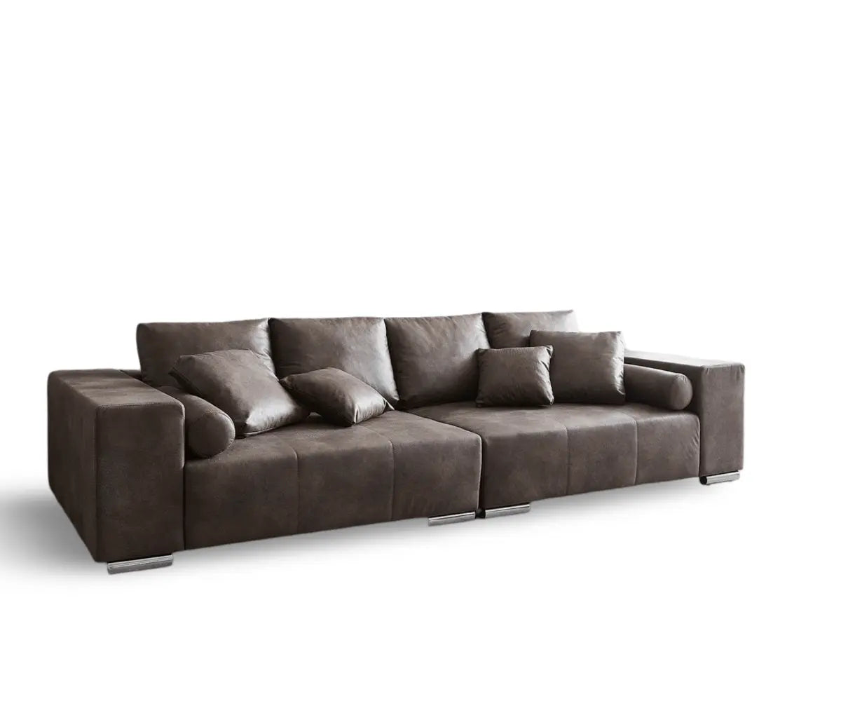 Canapea extensibilă dumonde cu ladă de depozitare si sezut confortabil din spuma HR, Marbela Tobago Brown XXL 295x100 cm