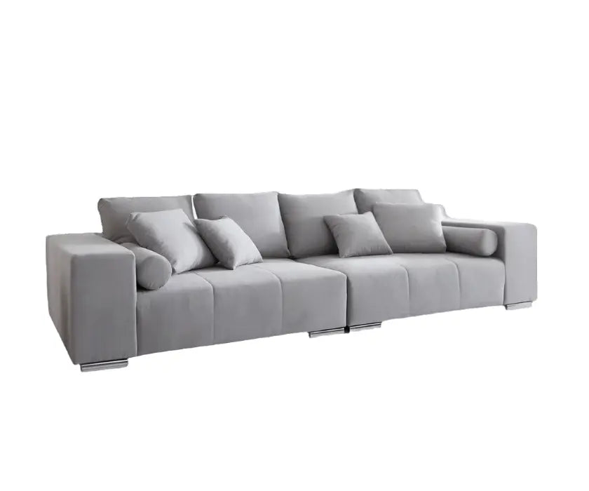 Canapea extensibilă dumonde cu ladă de depozitare si sezut confortabil din spuma HR, Marbela Enjoy Silver XXL 295x100 cm