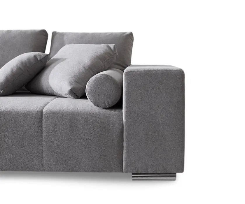 Canapea extensibilă dumonde cu ladă de depozitare si sezut confortabil din spuma HR, Marbela Enjoy Silver XXL 295x100 cm