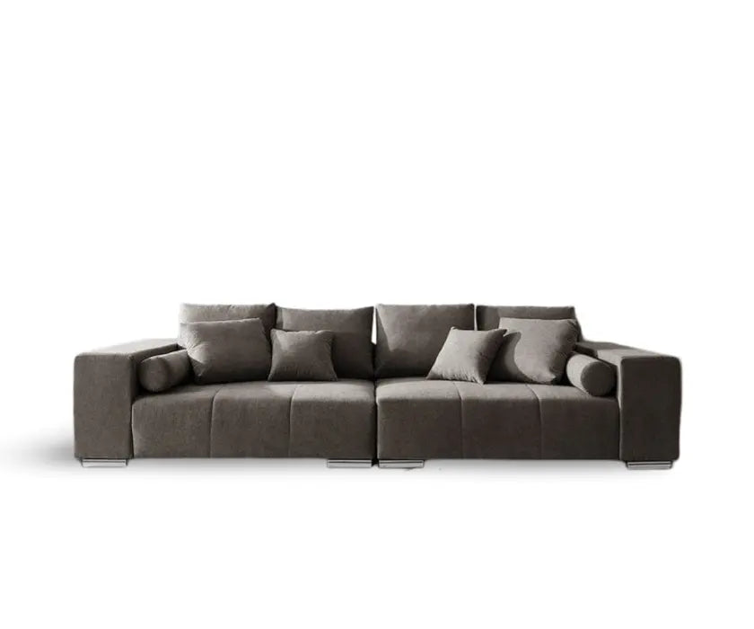 Canapea extensibilă dumonde cu ladă de depozitare si sezut confortabil din spuma HR, Marbela Enjoy Kaki XXL 295x100 cm cu taburet inclus