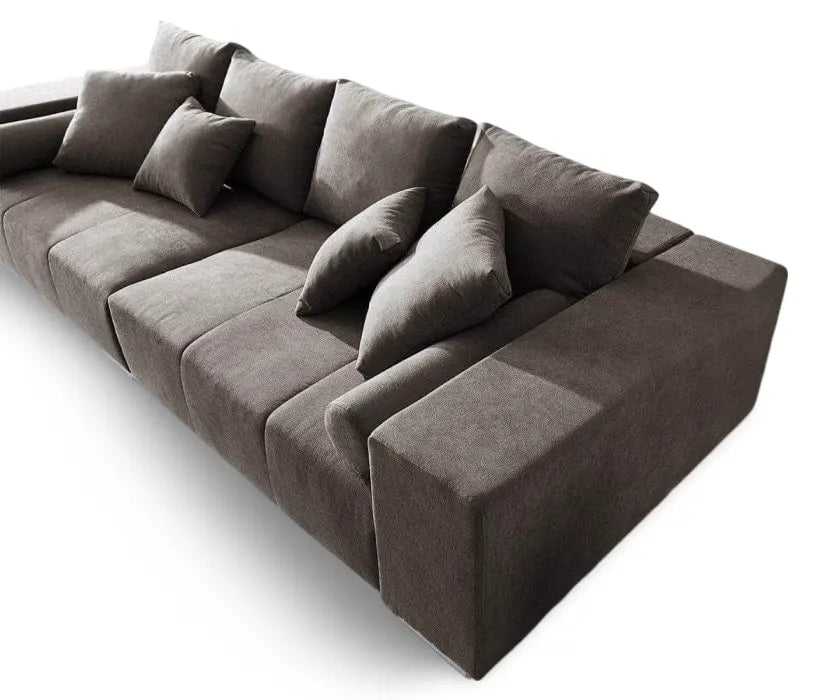 Canapea extensibilă dumonde cu ladă de depozitare si sezut confortabil din spuma HR, Marbela Enjoy Kaki XXL 295x100 cm