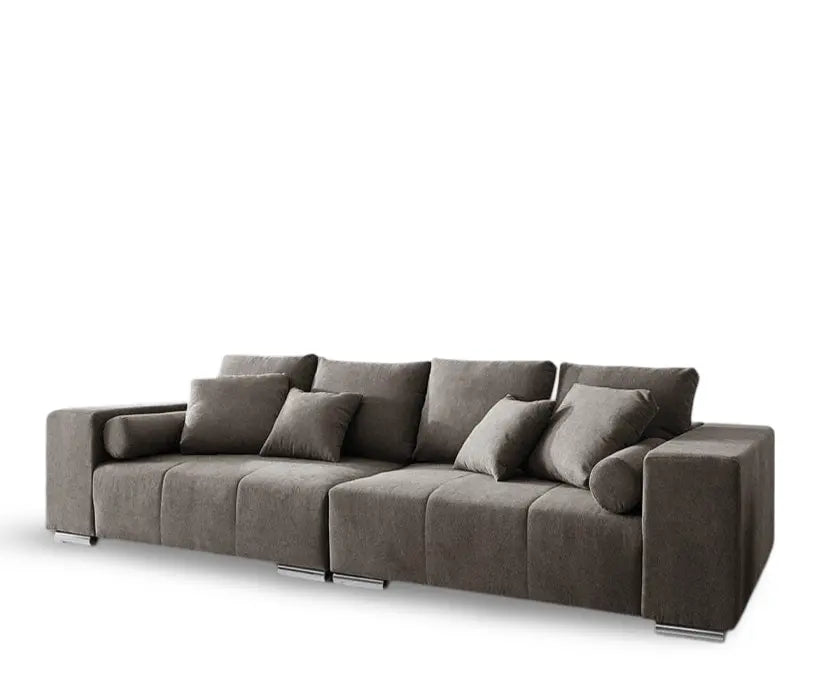 Canapea extensibilă dumonde cu ladă de depozitare si sezut confortabil din spuma HR, Marbela Enjoy Kaki XXL 295x100 cm cu taburet inclus