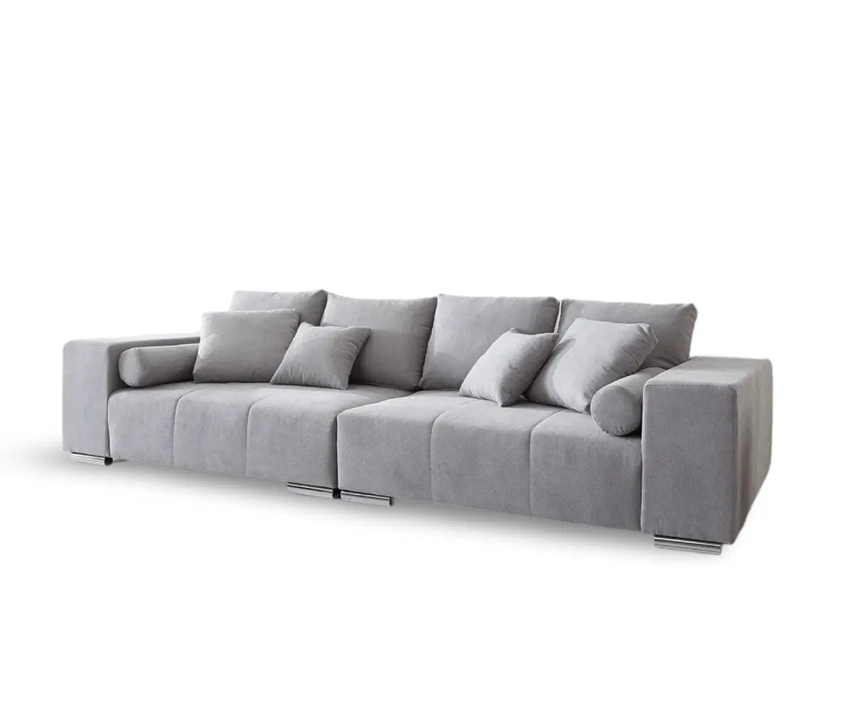 Canapea extensibilă dumonde cu ladă de depozitare si sezut confortabil din spuma HR, Marbela Enjoy Silver XXL 295x100 cm