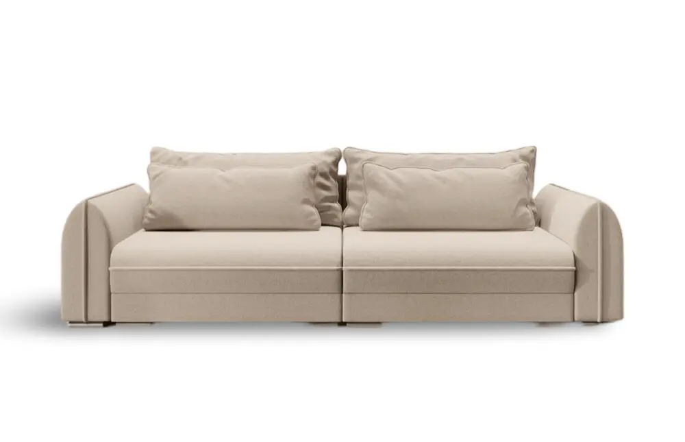 Canapea extensibilă dumonde cu ladă de depozitare si sezut confortabil din spuma HR, Denver Enjoy Camel 300x100 cm Fabrica