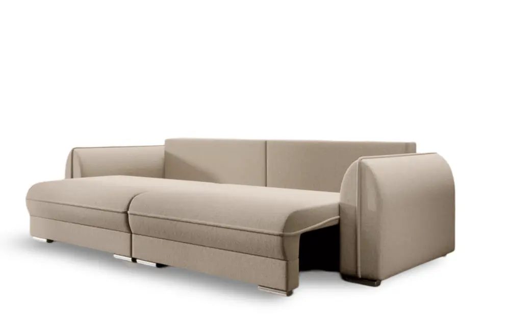 Canapea extensibilă dumonde cu ladă de depozitare si sezut confortabil din spuma HR, Denver Enjoy Camel 300x100 cm Fabrica