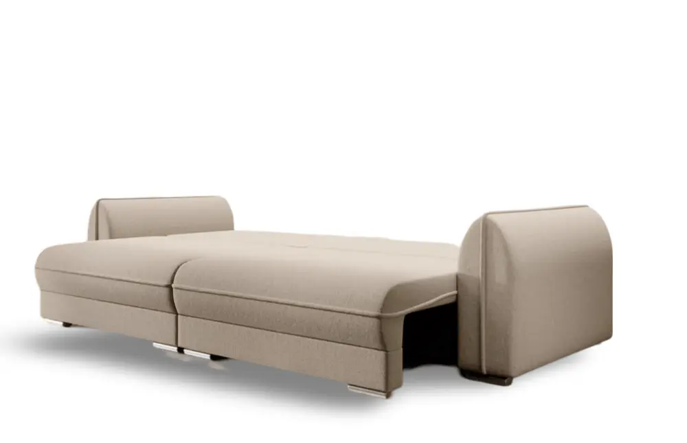 Canapea extensibilă dumonde cu ladă de depozitare si sezut confortabil din spuma HR, Denver Enjoy Camel 300x100 cm Fabrica