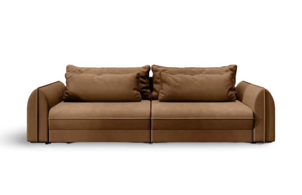 Canapea extensibilă dumonde cu ladă de depozitare si sezut confortabil din spuma HR, Denver Enjoy Brown 300x100 cm Fabrica