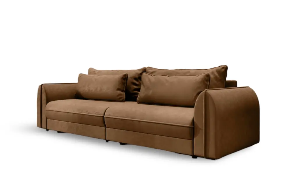 Canapea extensibilă dumonde cu ladă de depozitare si sezut confortabil din spuma HR, Denver Enjoy Brown 300x100 cm Fabrica
