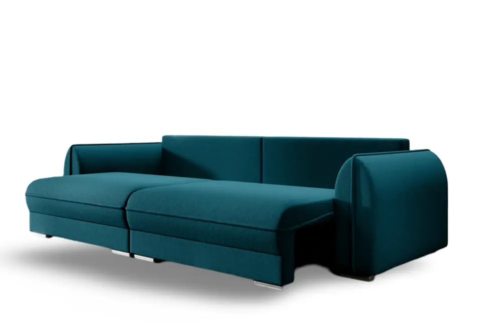 Canapea extensibilă dumonde cu ladă de depozitare si sezut confortabil din spuma HR, Denver Enjoy Petrol 300x100 cm Fabrica