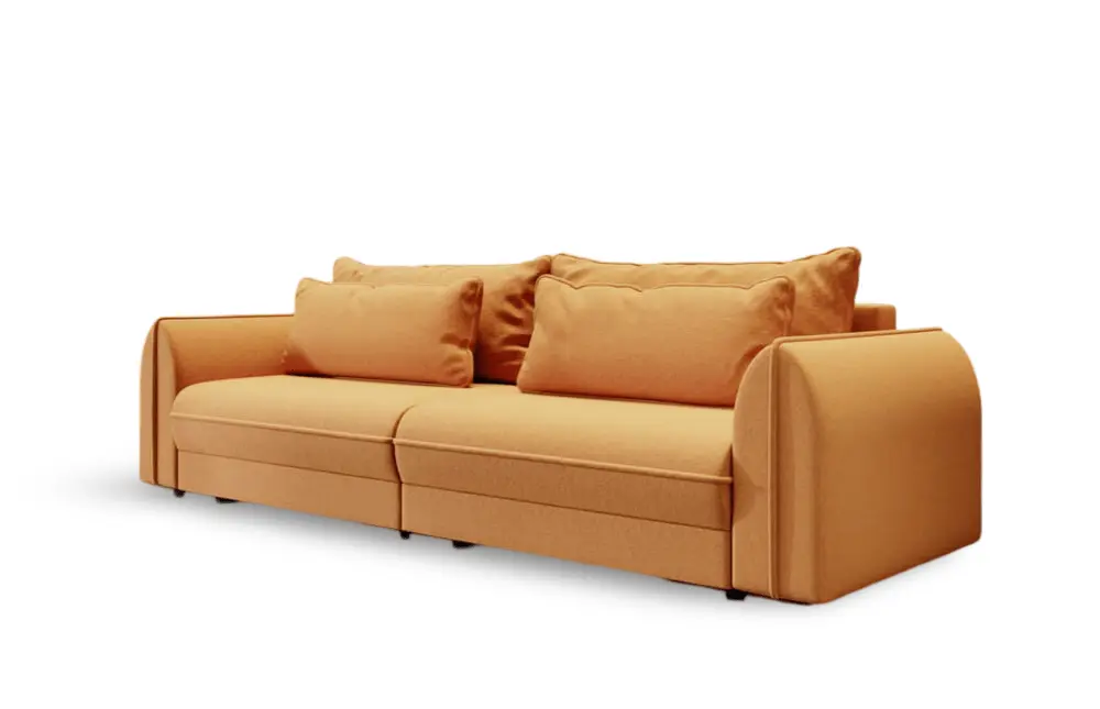 Canapea extensibilă dumonde cu ladă de depozitare si sezut confortabil din spuma HR, Denver Enjoy Mango 300x100 cm Fabrica