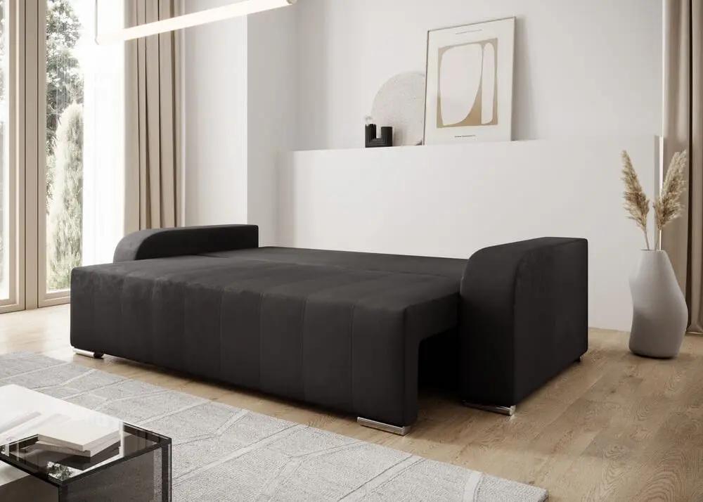 Canapea extensibilă cu ladă de depozitare si sezut confortabil din spuma HR, Sofia Enjoy Grafit 240x100 cm Fabrica