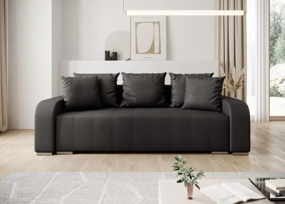 Canapea extensibilă cu ladă de depozitare si sezut confortabil din spuma HR, Sofia Enjoy Grafit 240x100 cm Fabrica