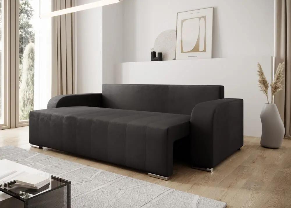 Canapea extensibilă cu ladă de depozitare si sezut confortabil din spuma HR, Sofia Enjoy Grafit 240x100 cm Fabrica