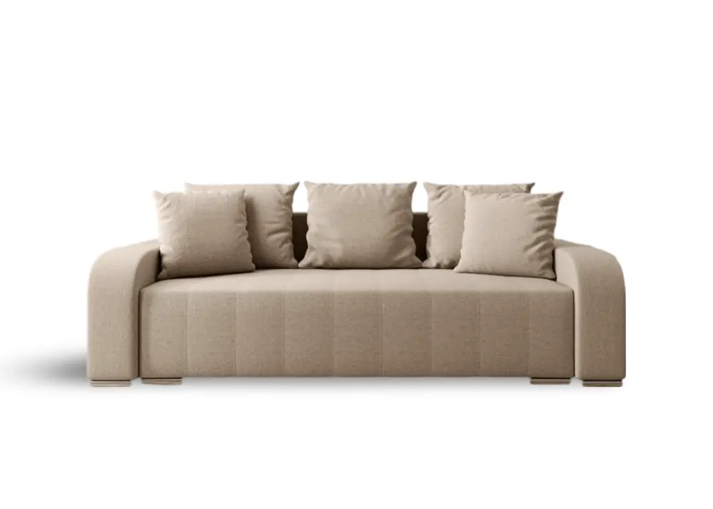 Canapea extensibilă cu ladă de depozitare si sezut confortabil din spuma HR, Sofia Enjoy Camel 240x100 cm Fabrica