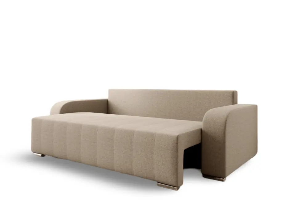 Canapea extensibilă cu ladă de depozitare si sezut confortabil din spuma HR, Sofia Enjoy Camel 240x100 cm Fabrica